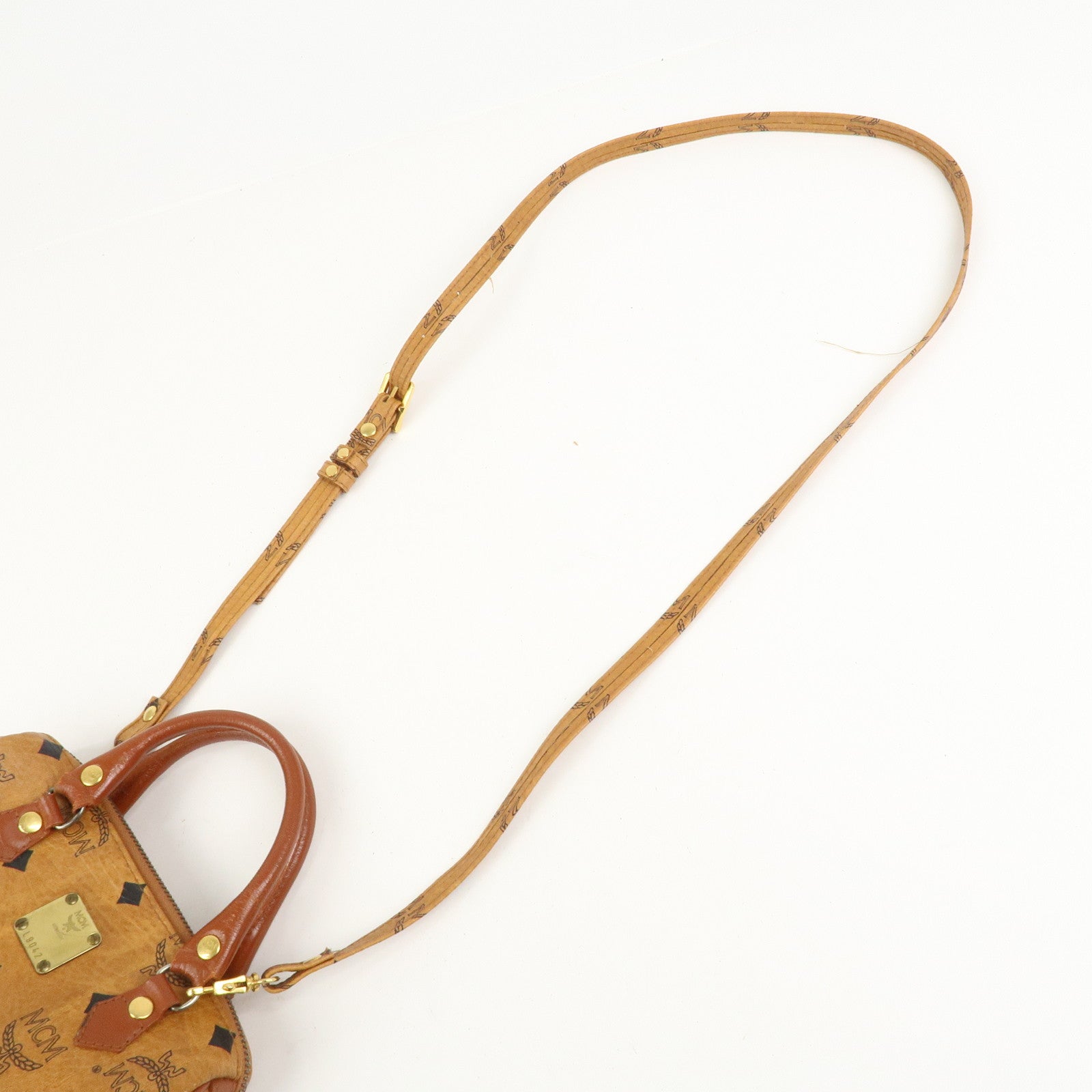 MCM Visetos Leather 2Way Mini Boston Hand Shoulder Crossbody Bag