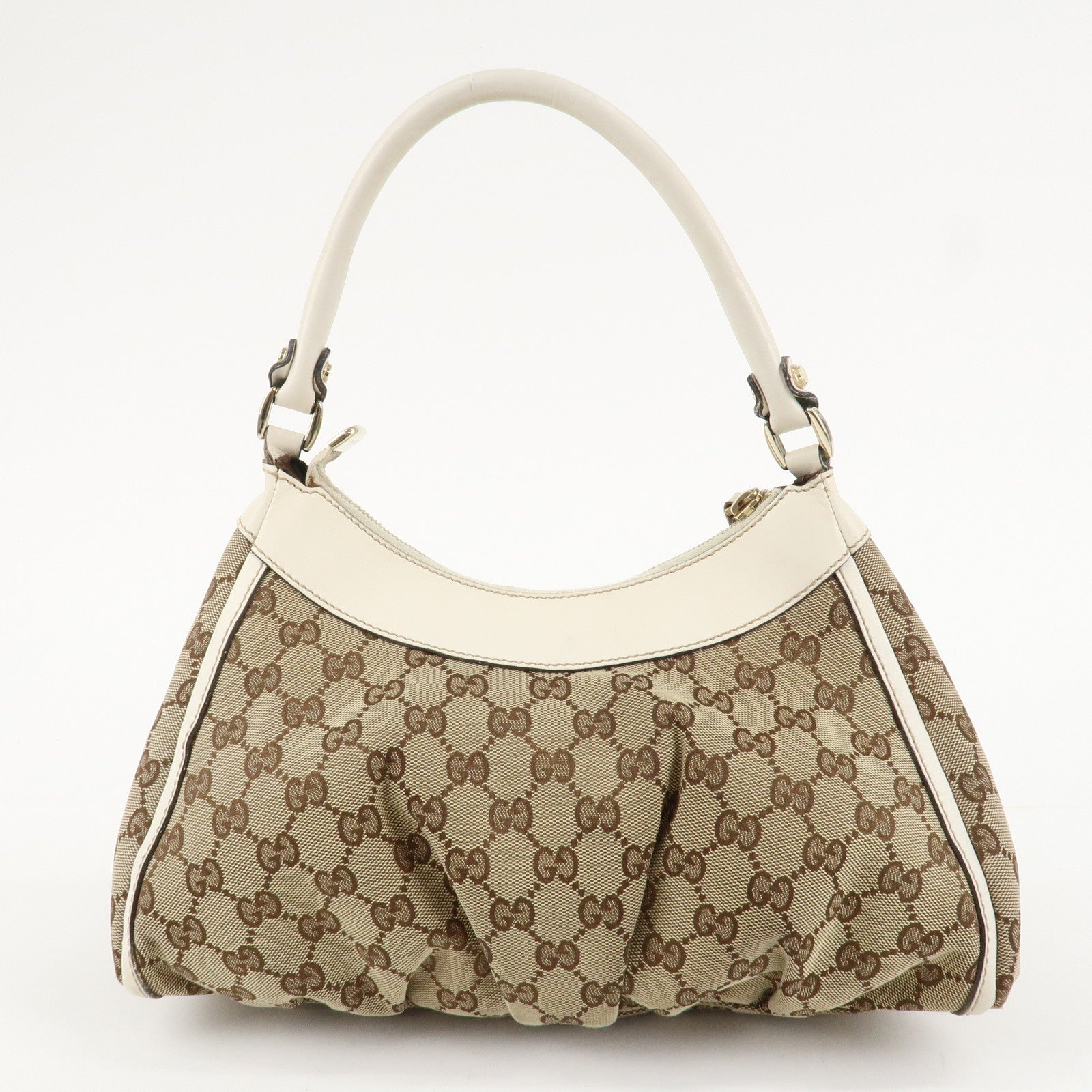 GUCCI Abbey GG Canvas Leather Shoulder Bag Beige 190525 Used