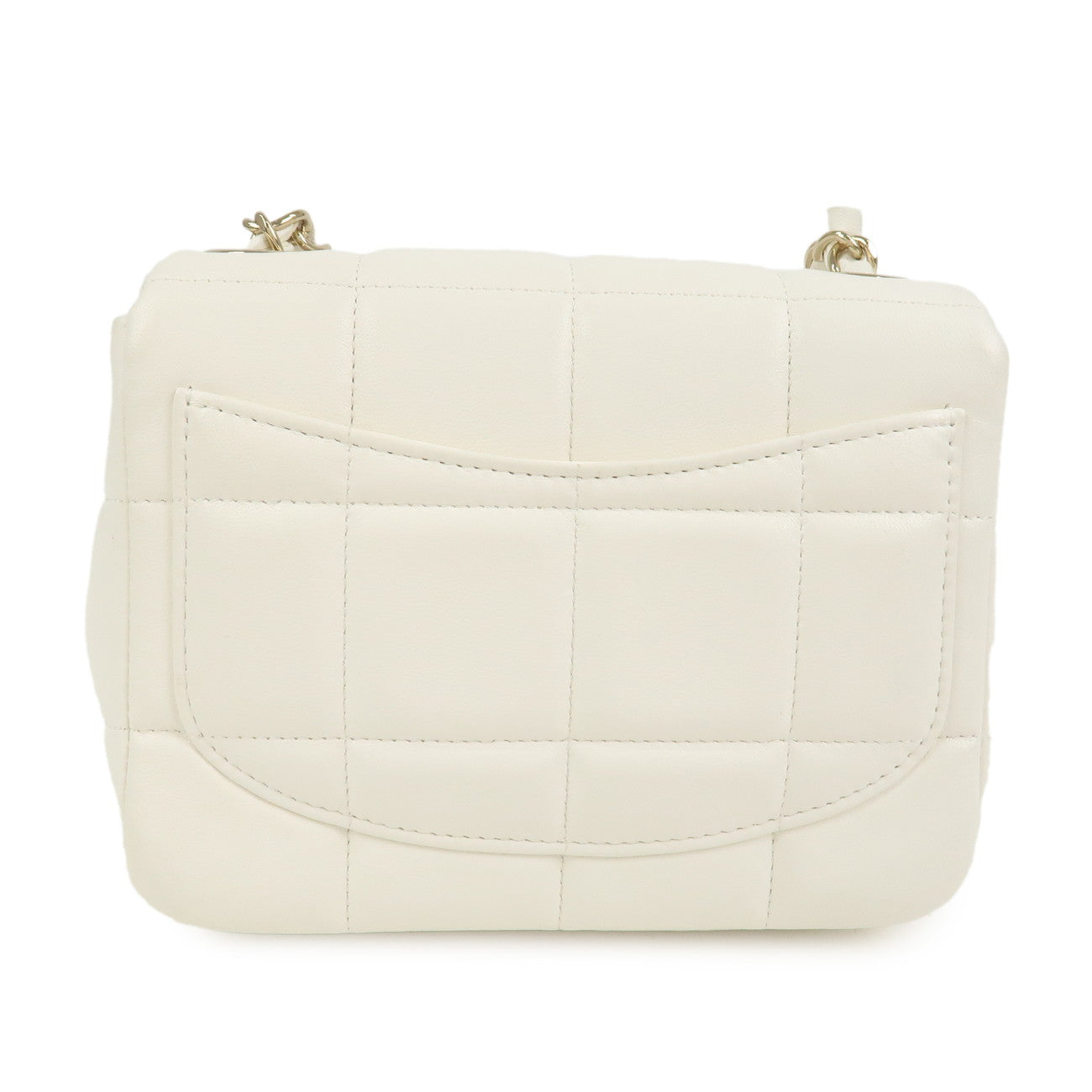CHANEL Chocolate Bar Lamb skin White   Gold -