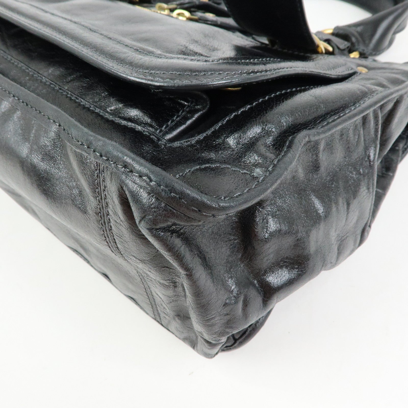 Chloe Bay Leather Hand Bag Tote Bag Black