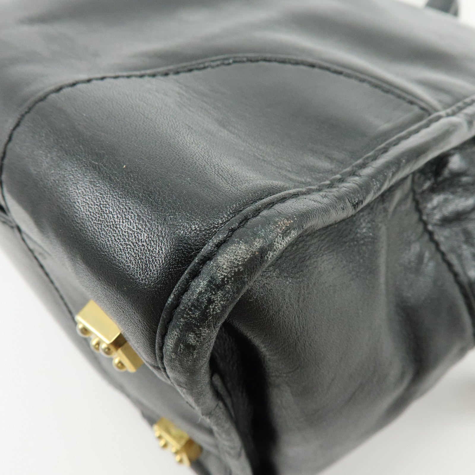 LOEWE Anagram Amazona36 Leather Hand Bag Boston Bag Black