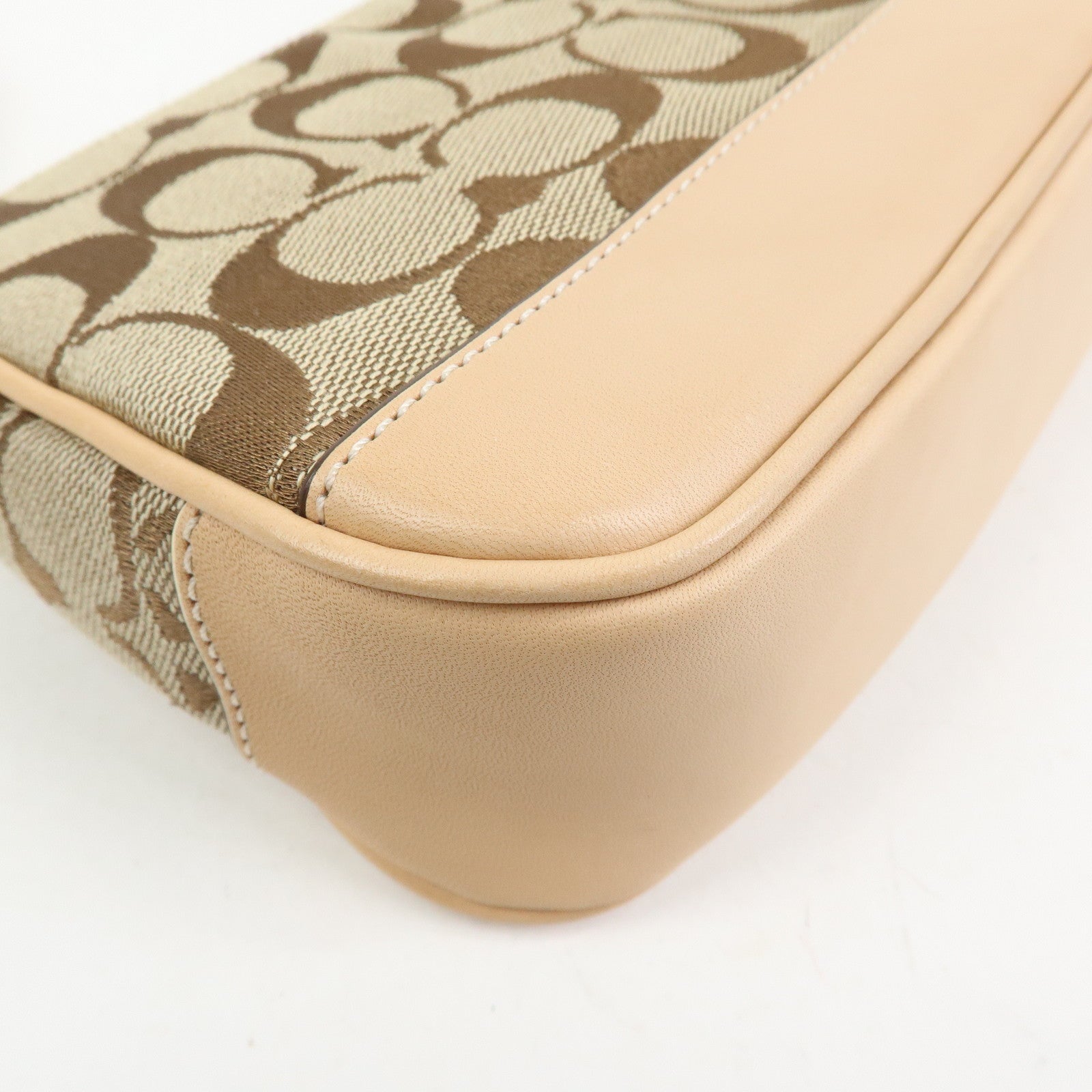 COACH Signature Canvas Leather Mini Hand Bag Brown Beige