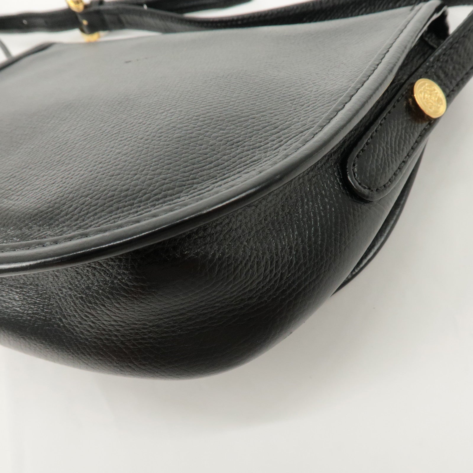 LOEWE Anagram Leather Shoulder bag Black Gold Hardware Used