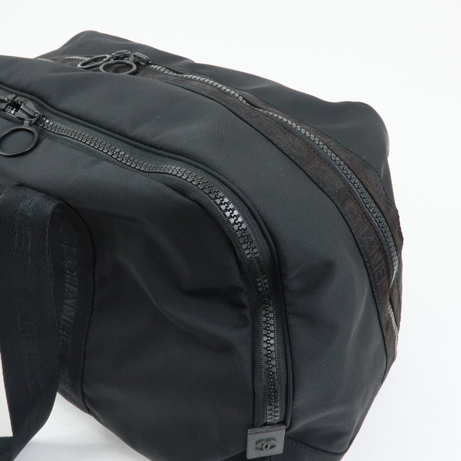 CHANEL COCO Mark Sport Line Nylon Boston Bag Shoulder Bag Black