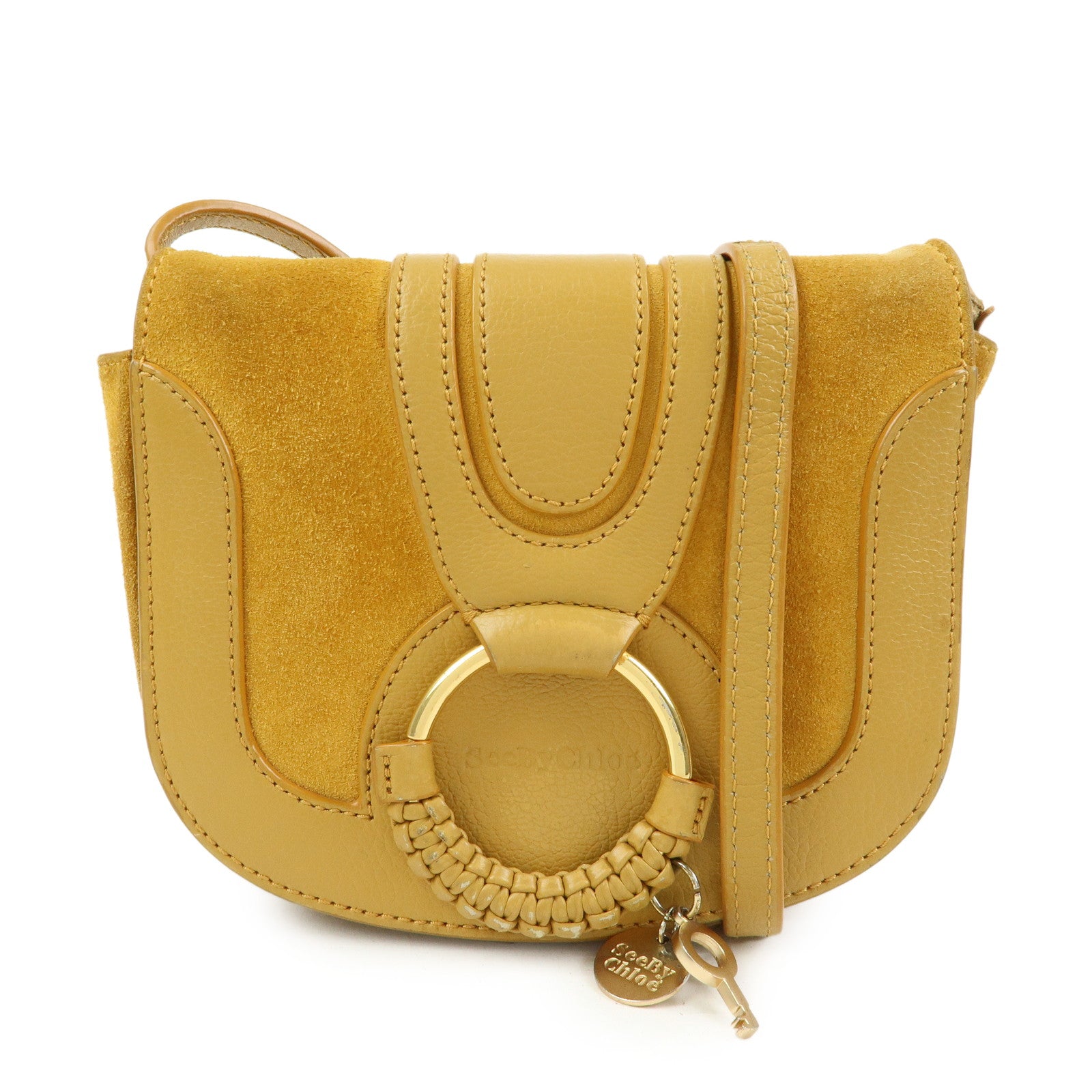 Chloe See by Chloe Suede Joan Leather Shoulder Bag Mustard