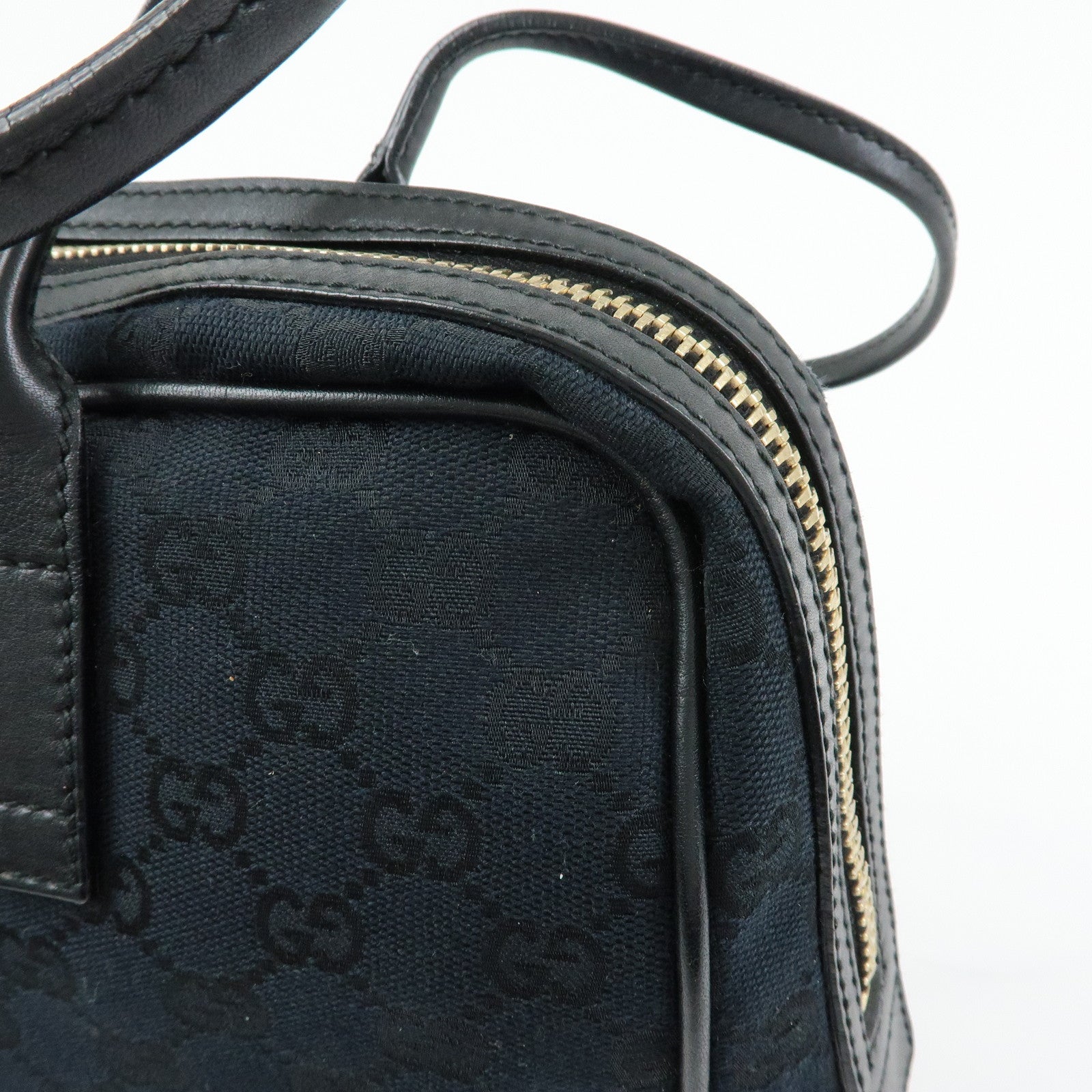 GUCCI Interlocking G Abbey GG Canvas Leather Tote Bag Black 169971