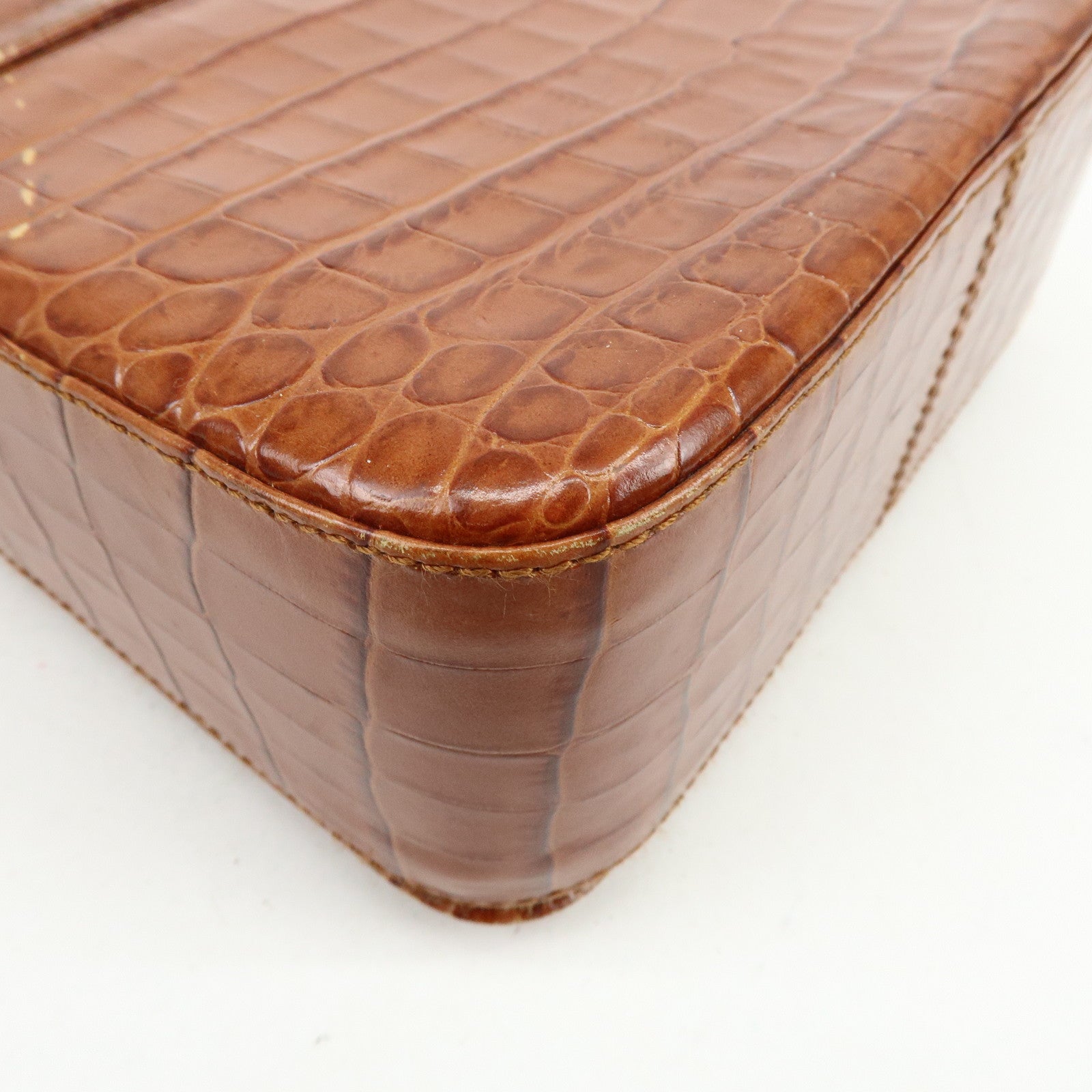 Ferragamo Gancini Embossed Leather Shoulder Crossbody Bag Brown