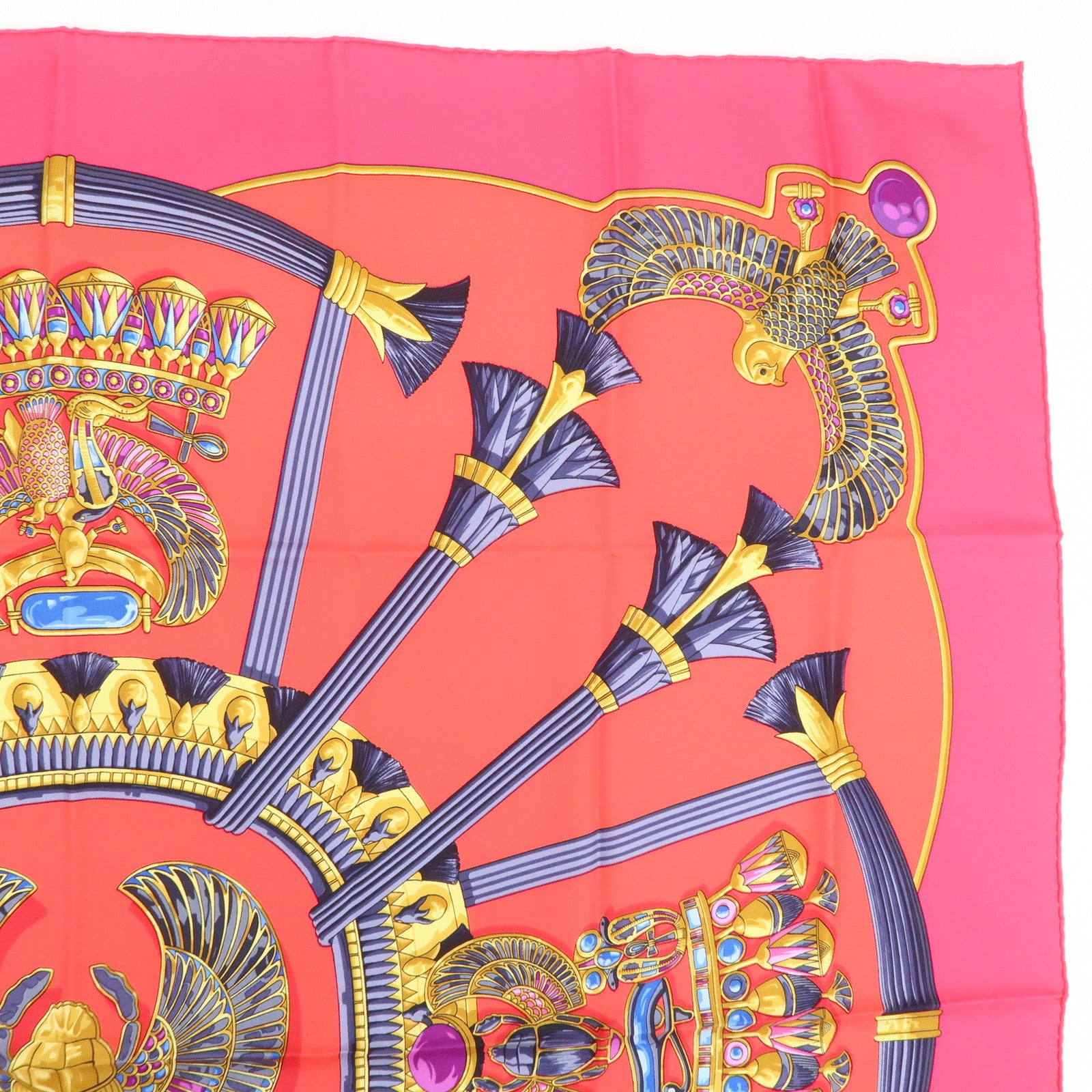 HERMES Carre 90 Silk 100% Caty Scarf Pink Multi Color