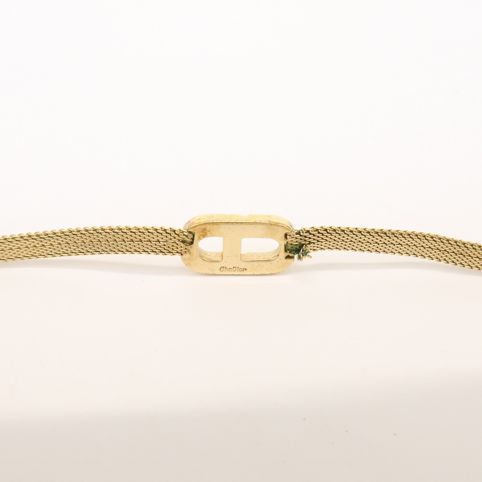 Christian Dior CD Logo Metal Necklace Choker Gold