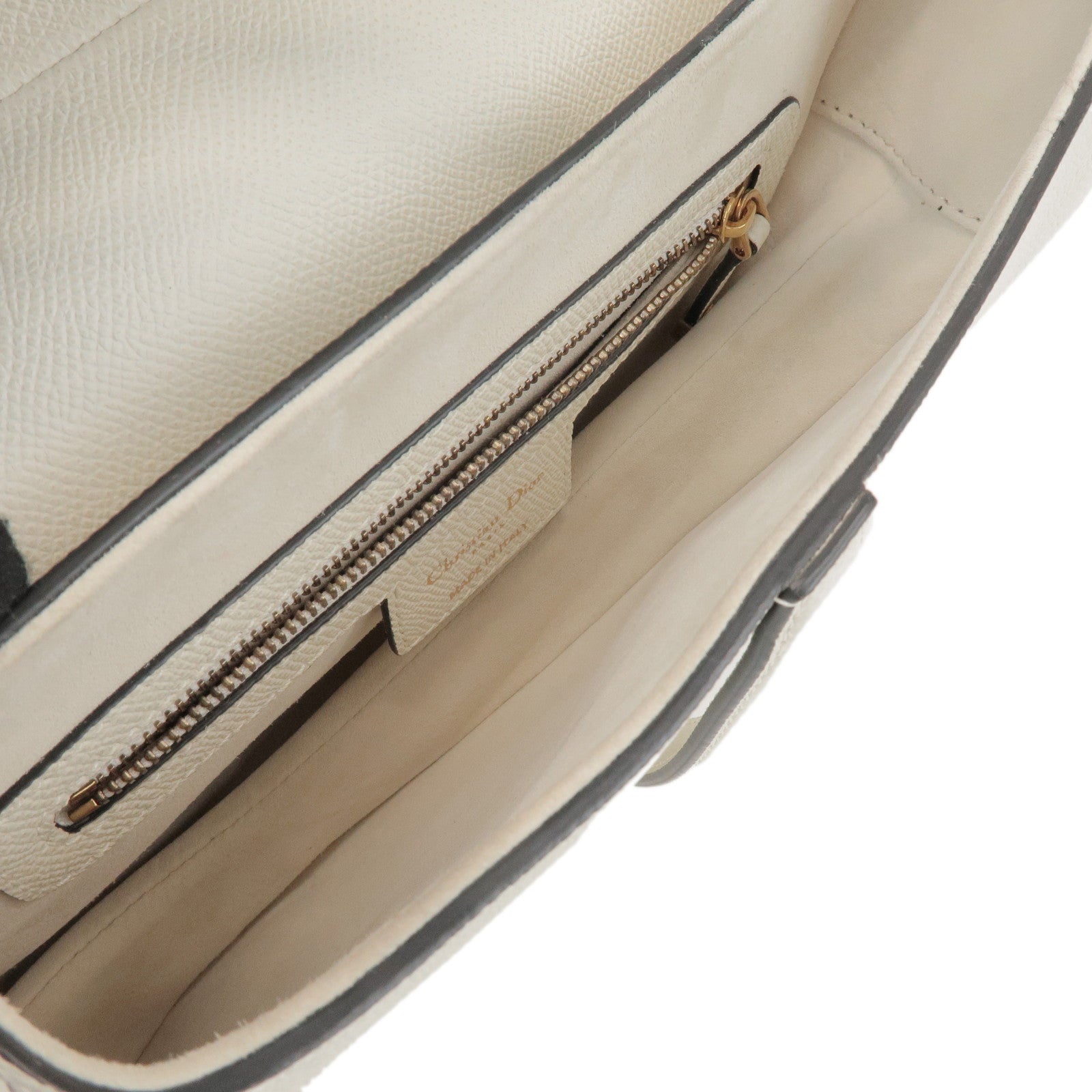 Christian Dior Leather Saddle Bag Hand Bag Shoulder Bag White