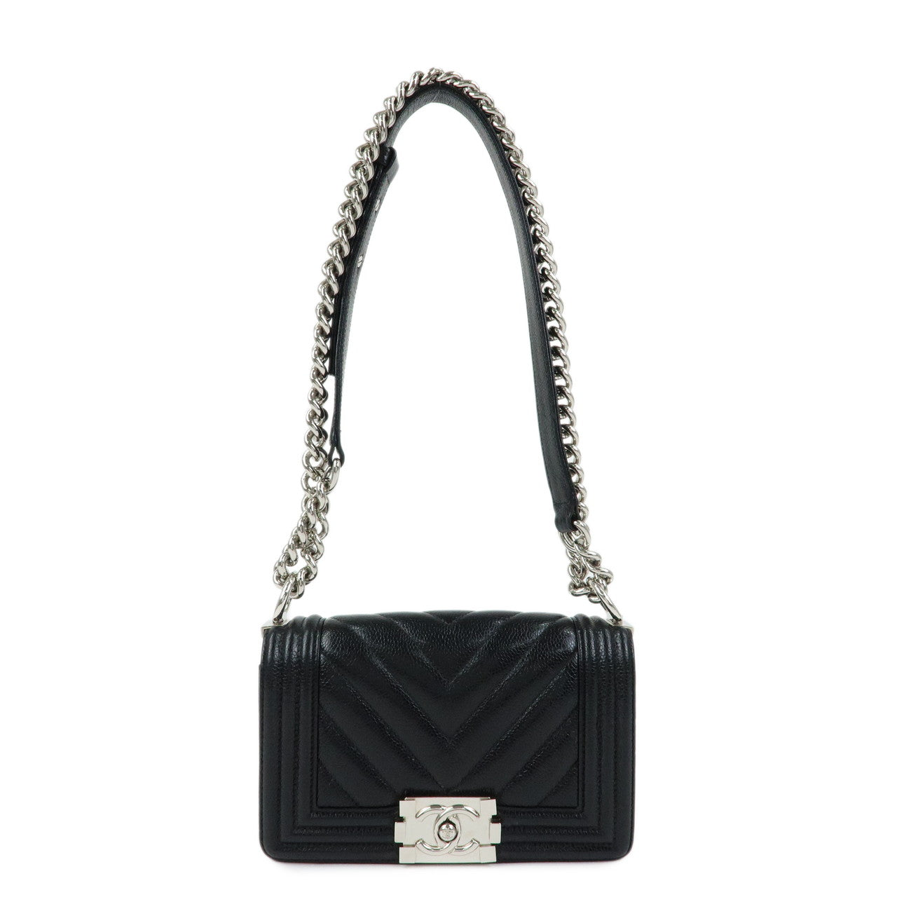 CHANEL Boy CHANEL Caviarskin Chain Shoulder Bag Small Black A67085