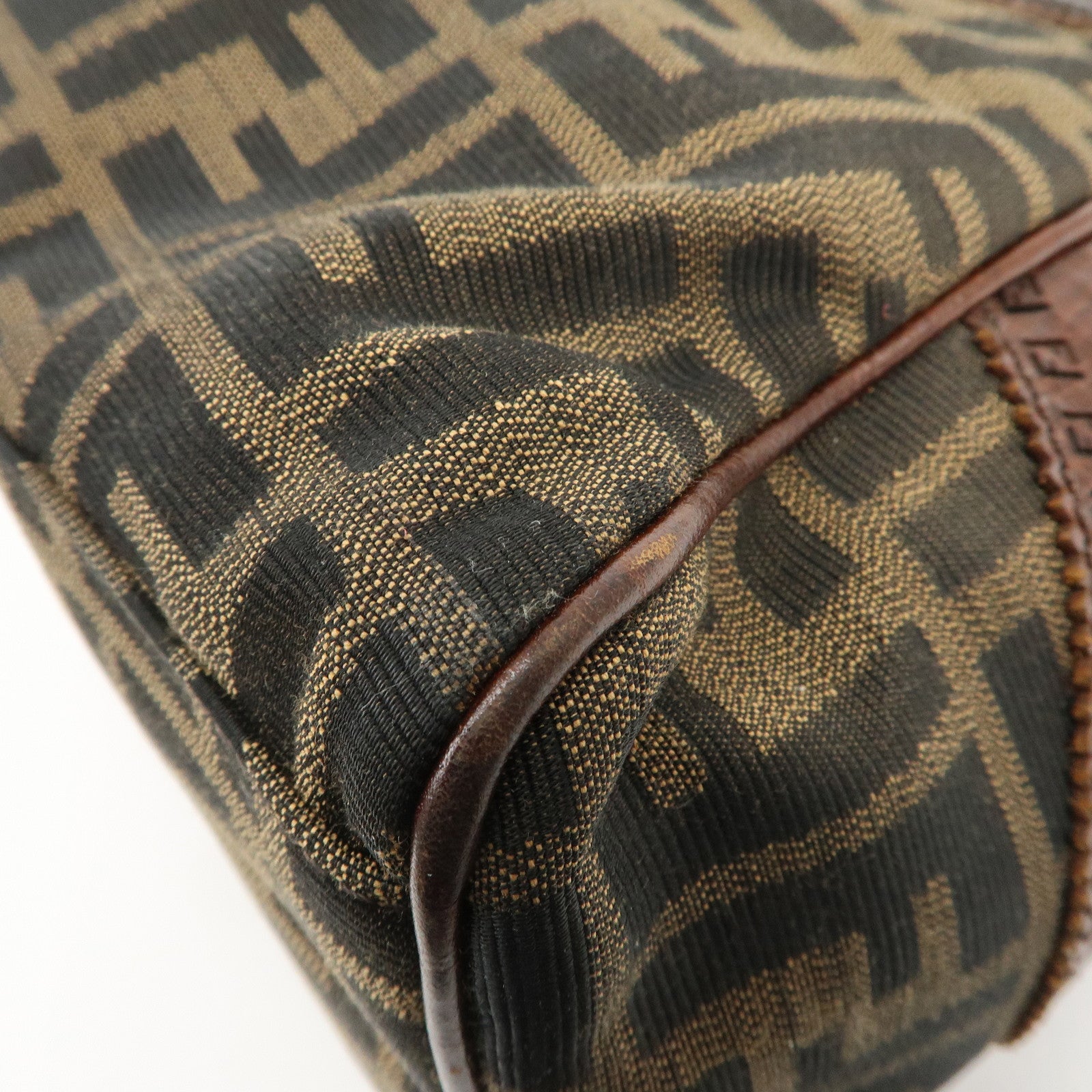 FENDI Ethnico Zucca Canvas Leather Tote Bag Shoulder Bag 8BN157