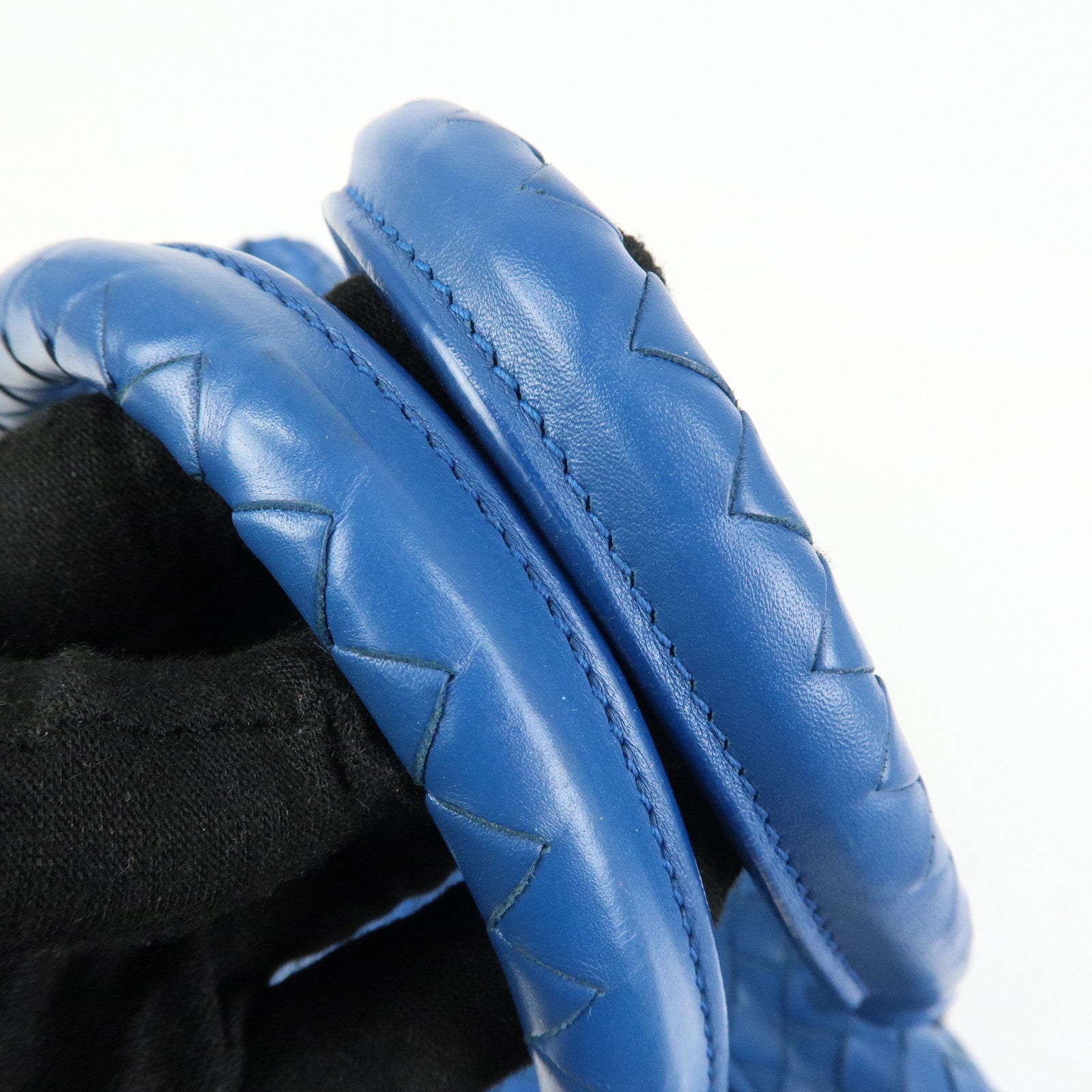 BOTTEGA VENETA Intrecciato Nappa Leather Boston Bag Hand Bag Blue