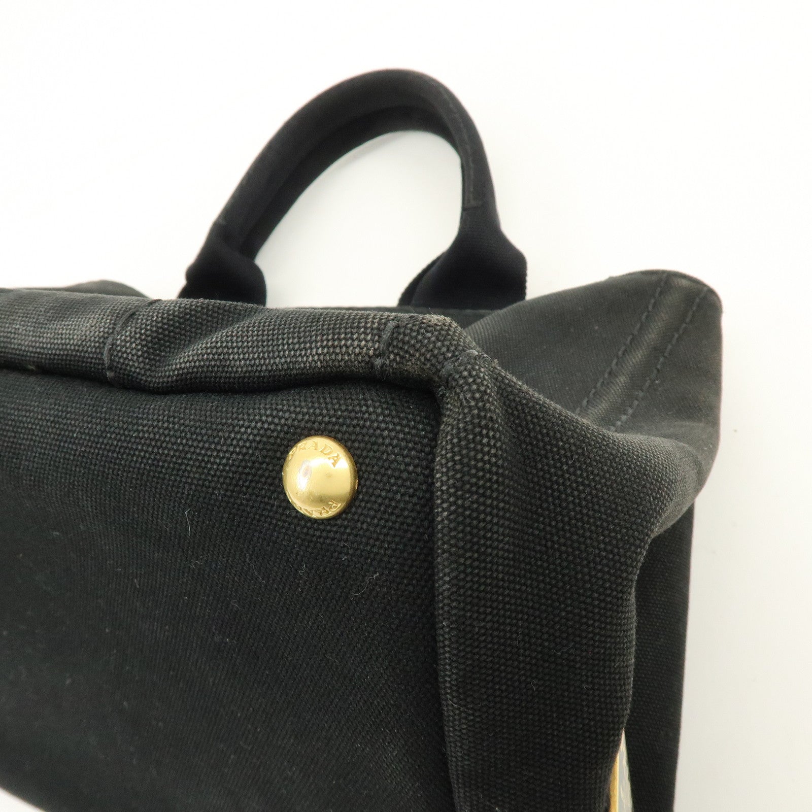 PRADA Canapa Canvas Tote Bag Hand 2Way Bag Black BN1877