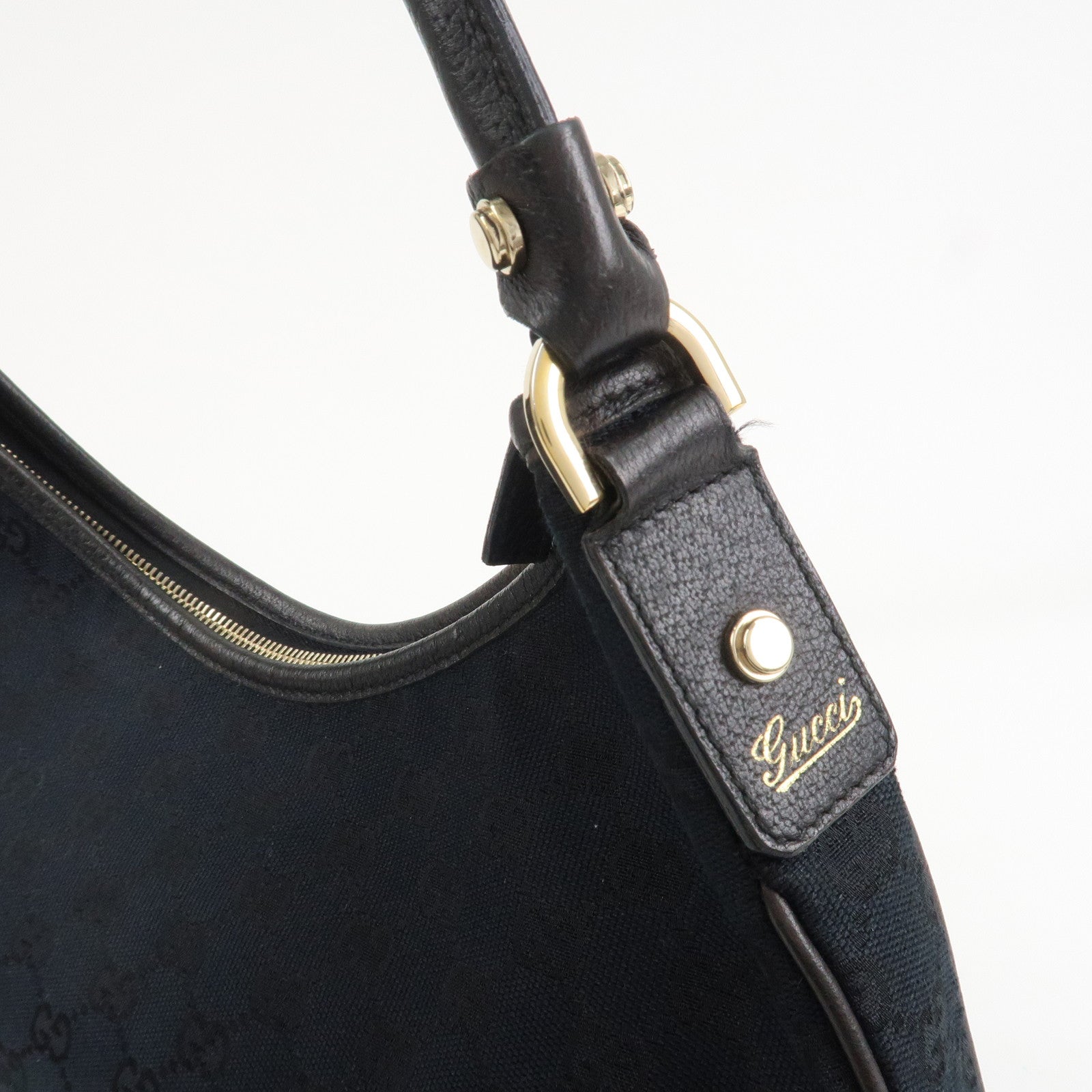 GUCCI Abbey GG Canvas Leather Shoulder Bag Hand Bag Black 130737