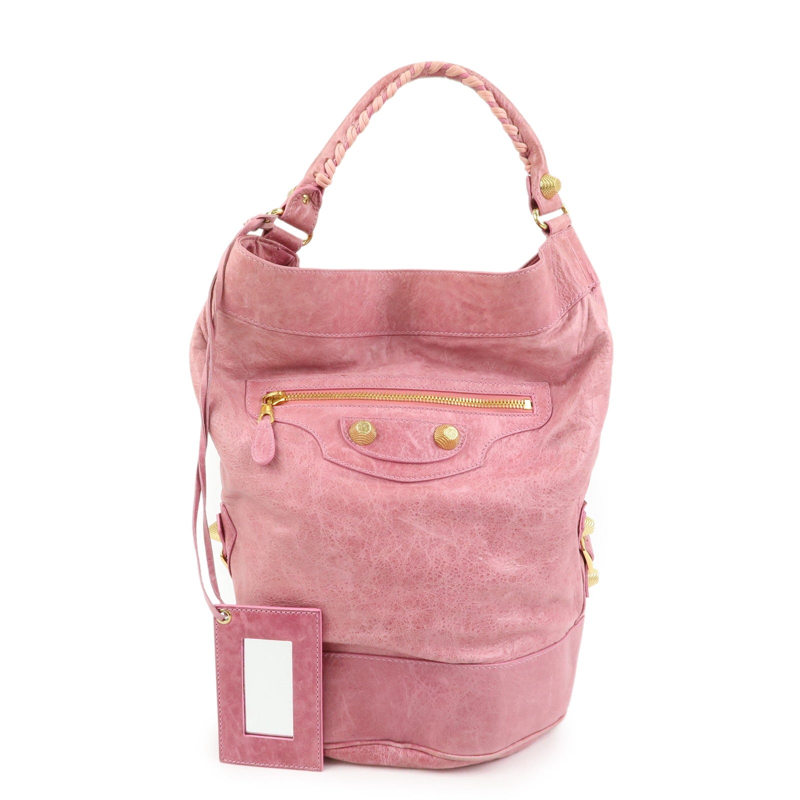 BALENCIAGA Giant 21 Bucket Bag Leather Shoulder Bag Pink 192913 Auth Used F/S