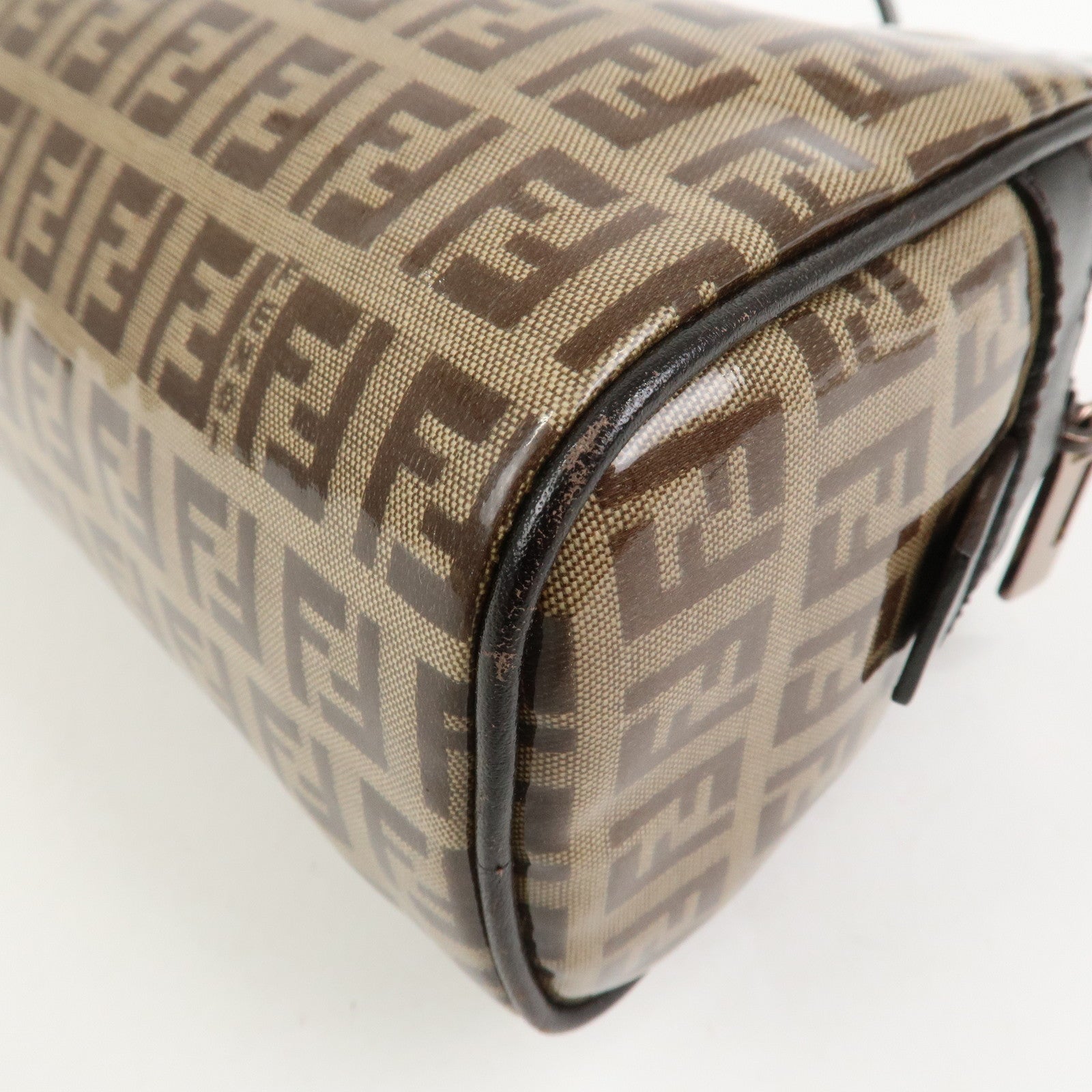 FENDI Zucchino PVC Leather Shoulder Bag Hand Bag Brown 8BL006