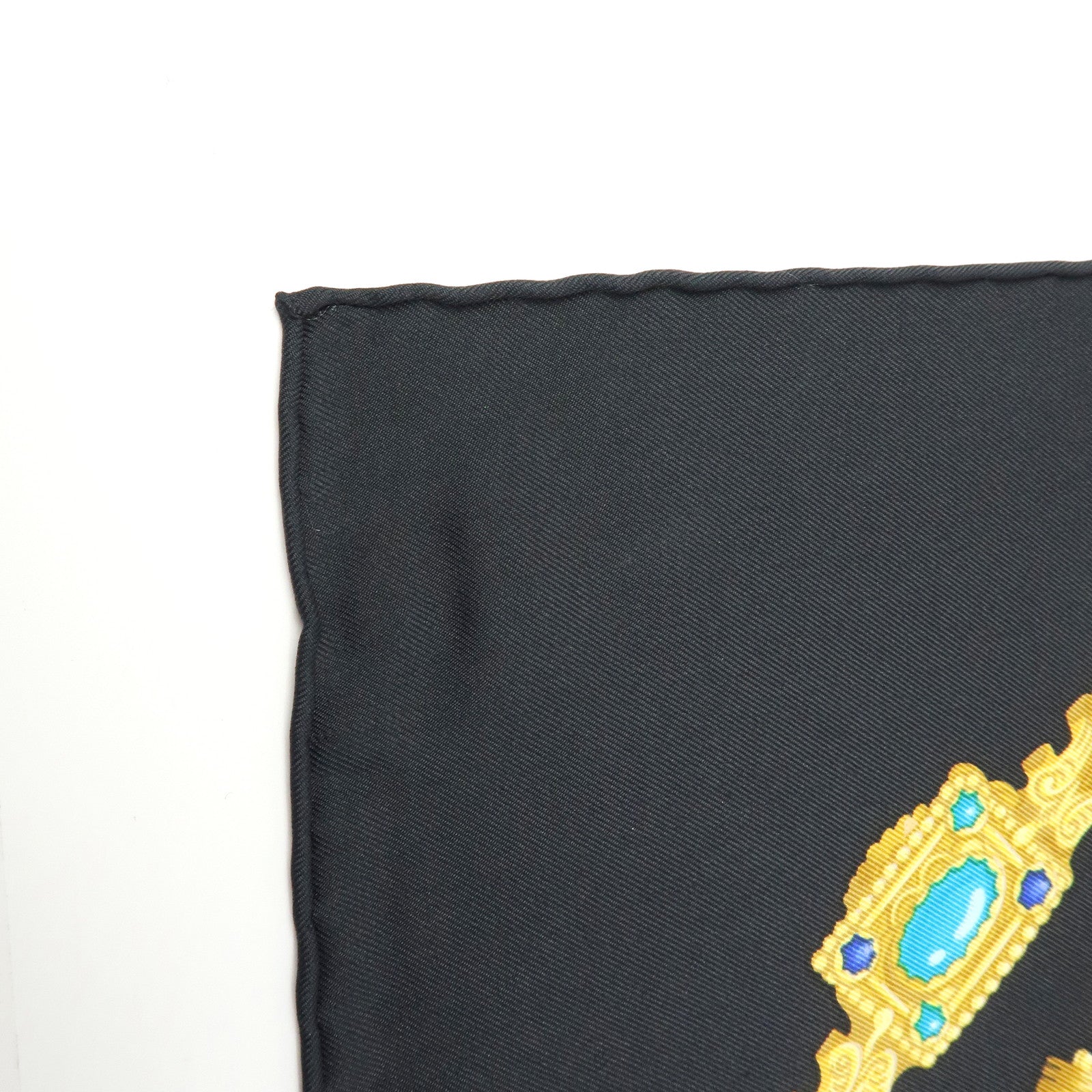 HERMES Carre 90 Silk 100 % Scarf  KOSMIMA Black Yellow