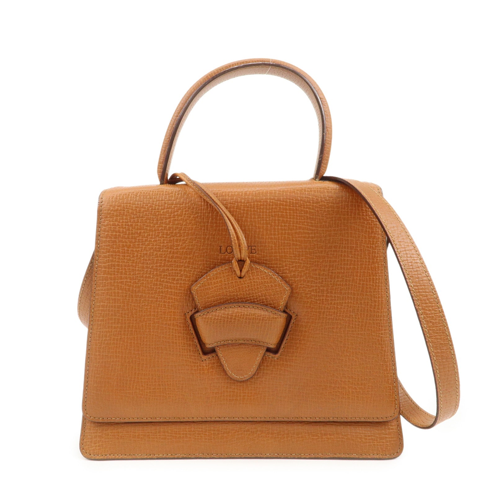 LOEWE Anagram Barcelona 2WAY Bag Shoulder Bag Hand Bag Brown