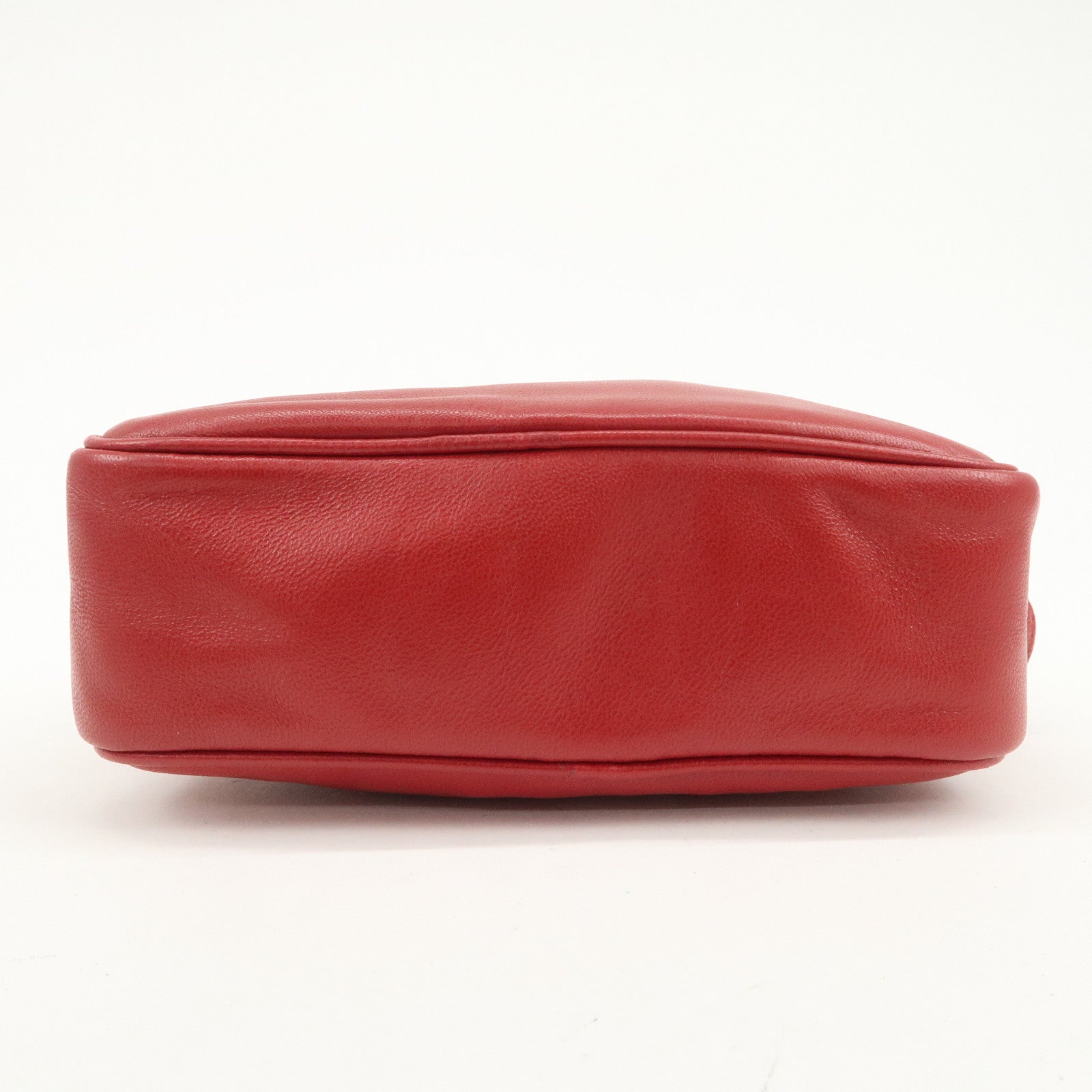 PRADA Logo Leather MiniPouch Wristlet Bag Red