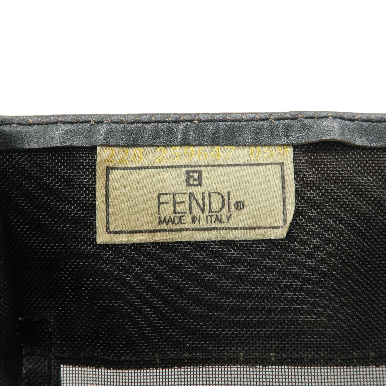 FENDI Mesh Leather Tote Bag Shoulder Bag Black Gold Hardware 259647