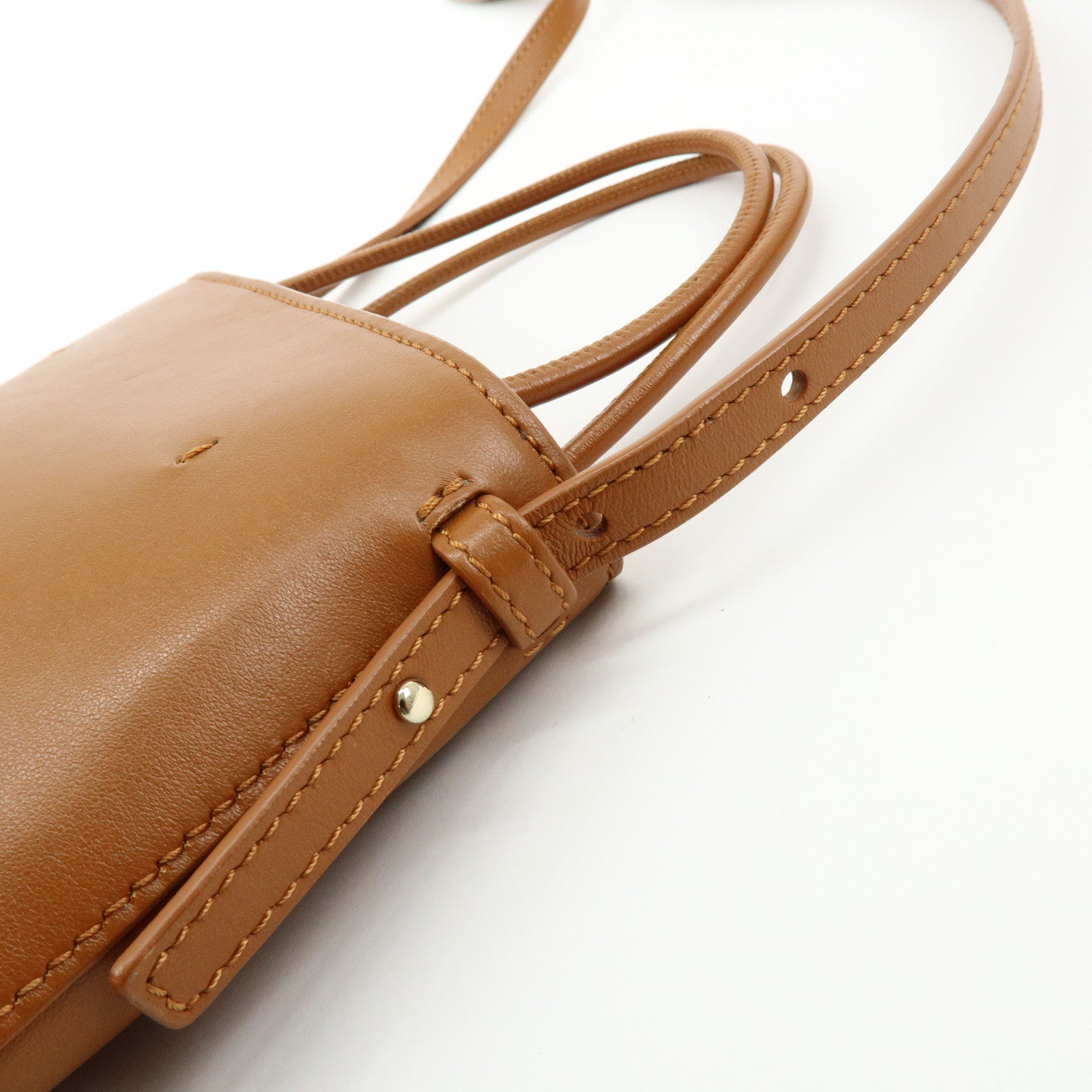 Chloe Micro Tote Bag Leather 2Way Bag Shoulder Bag Hand Bag Camel