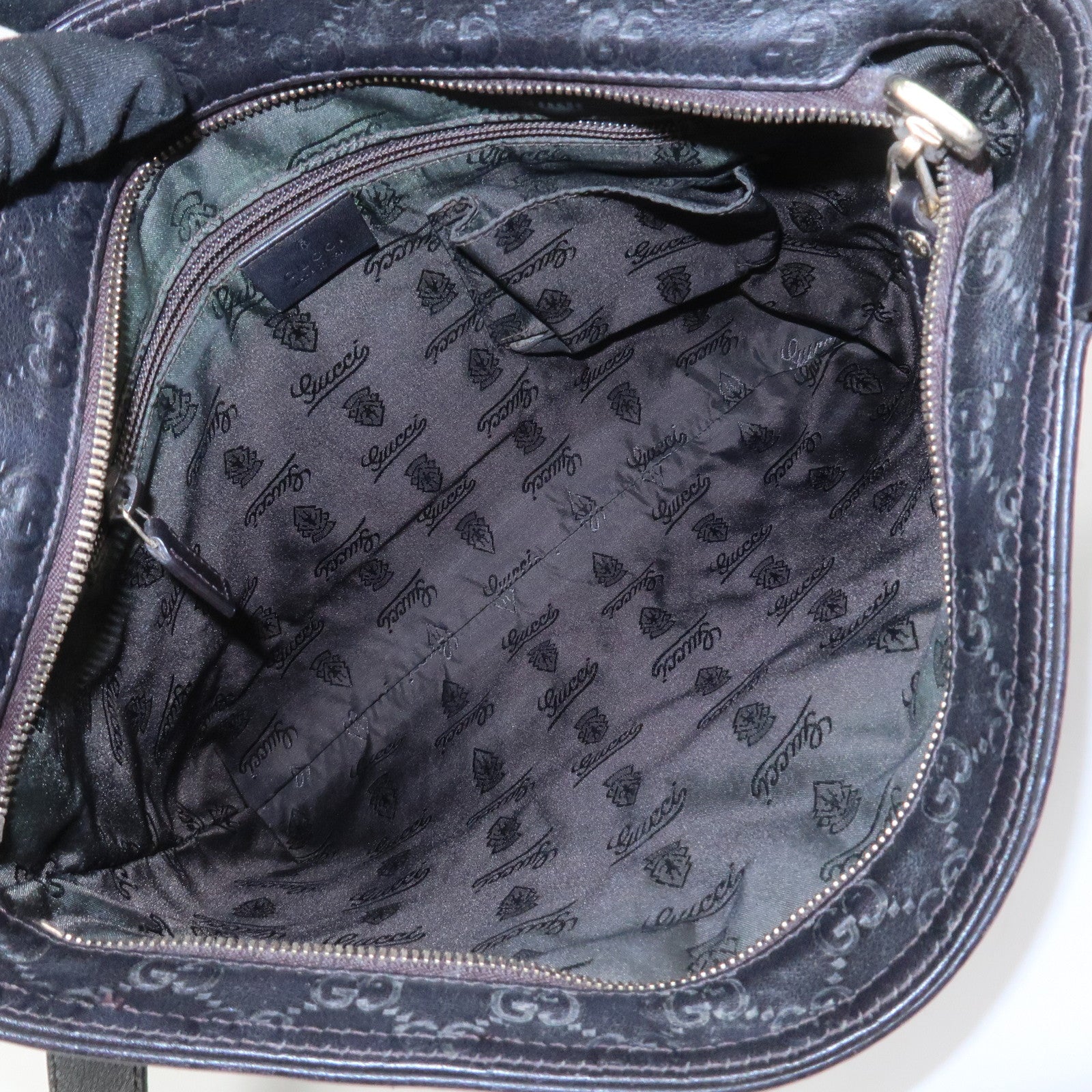 GUCCI Guccissima Leather Shoulder Bag Crossbody Bag Black 201446