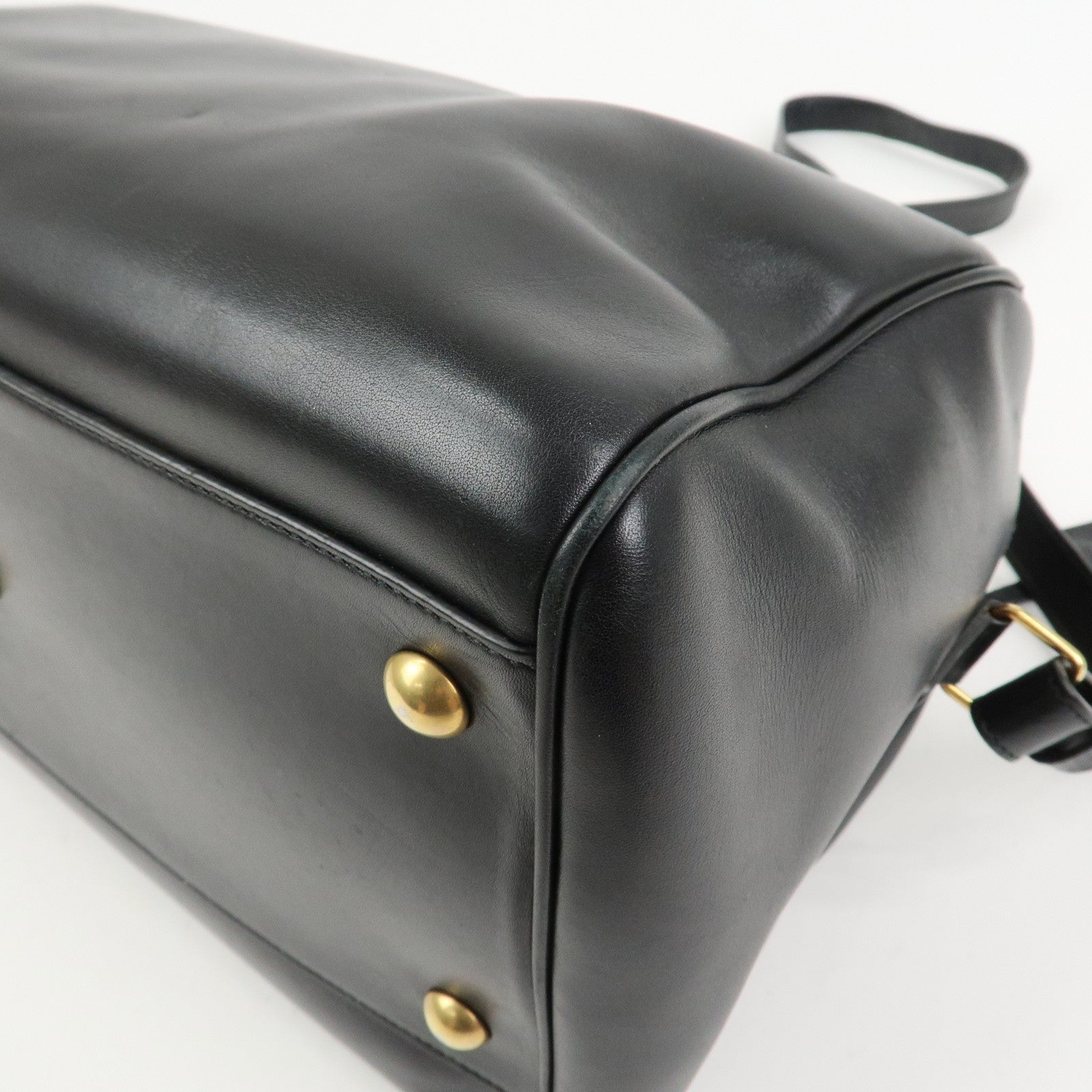 SAINT LAURENT PARIS Duffle 6 Leather 2Way Bag Hand Bag Black 322049