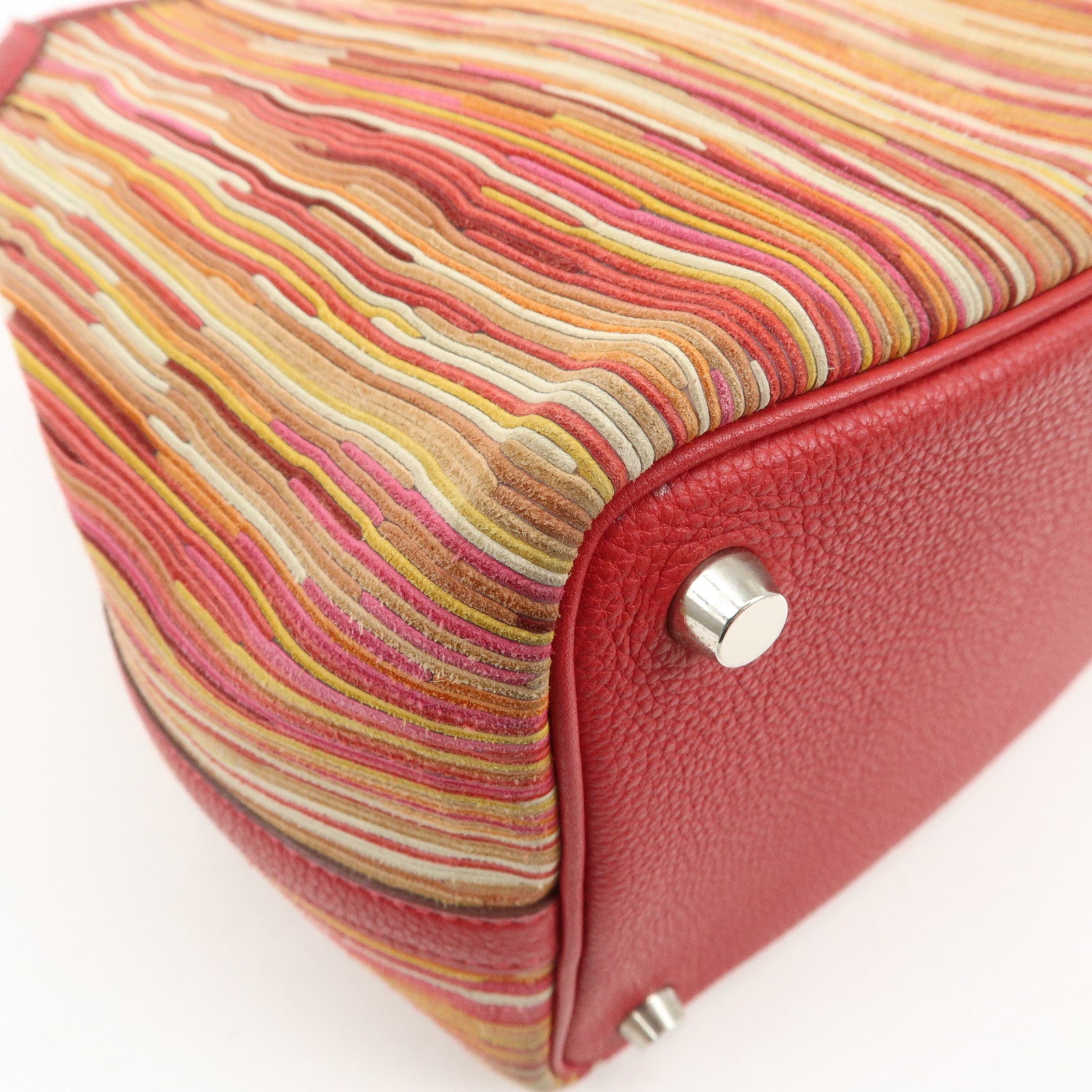 HERMES Deauville Vibrato Picotin Lock PM O Stamped Hand Bag Red