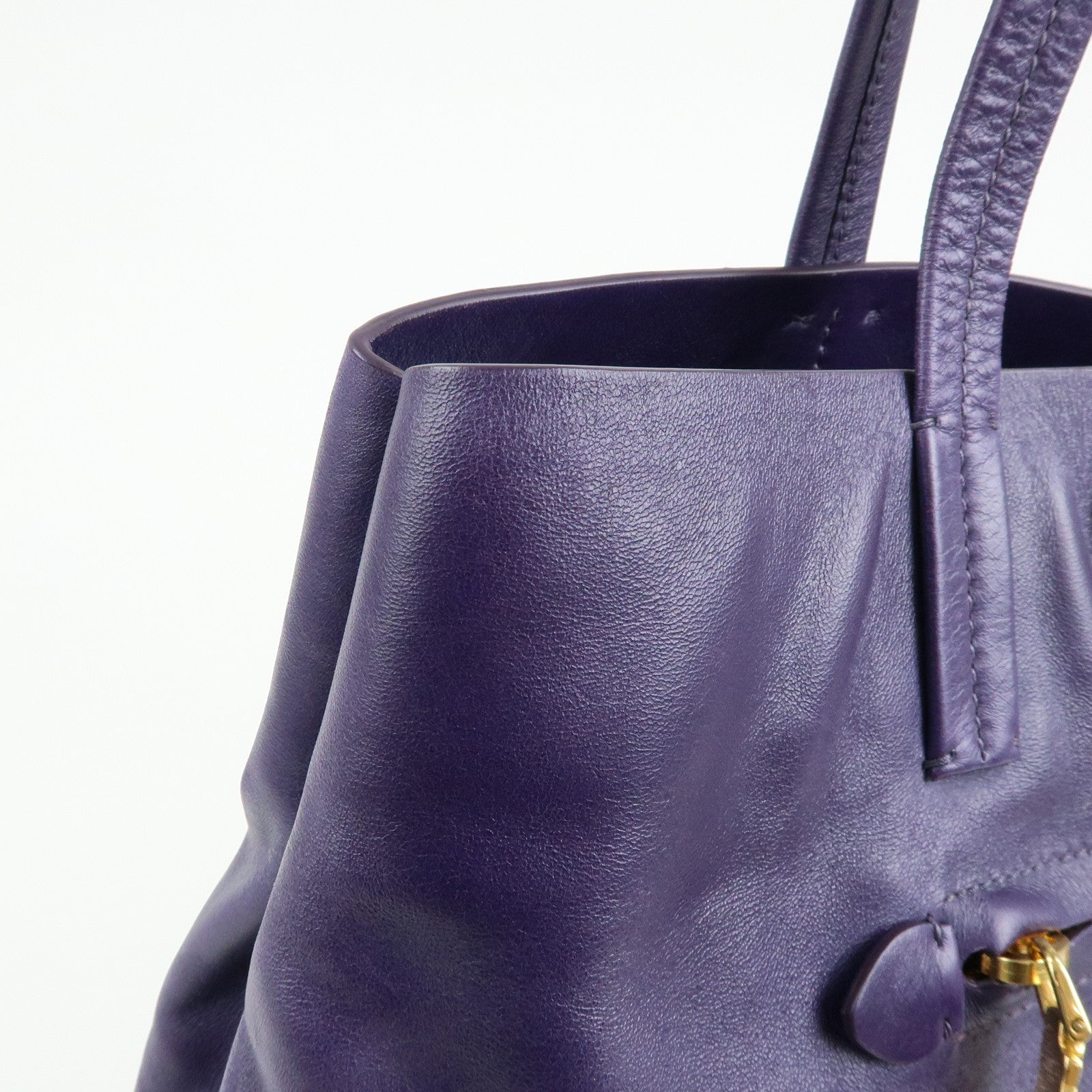 MIU MIU Soft Leather Shopping Tote Bag Shoulder Bag Purple RR1820