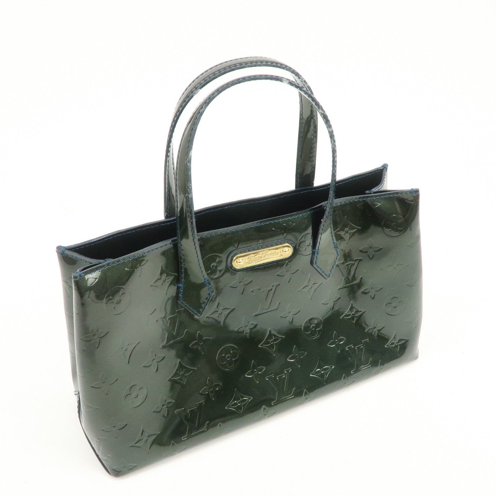Louis Vuitton Monogram Vernis Wilshire PM Hand Bag Bleu Nuit M93684