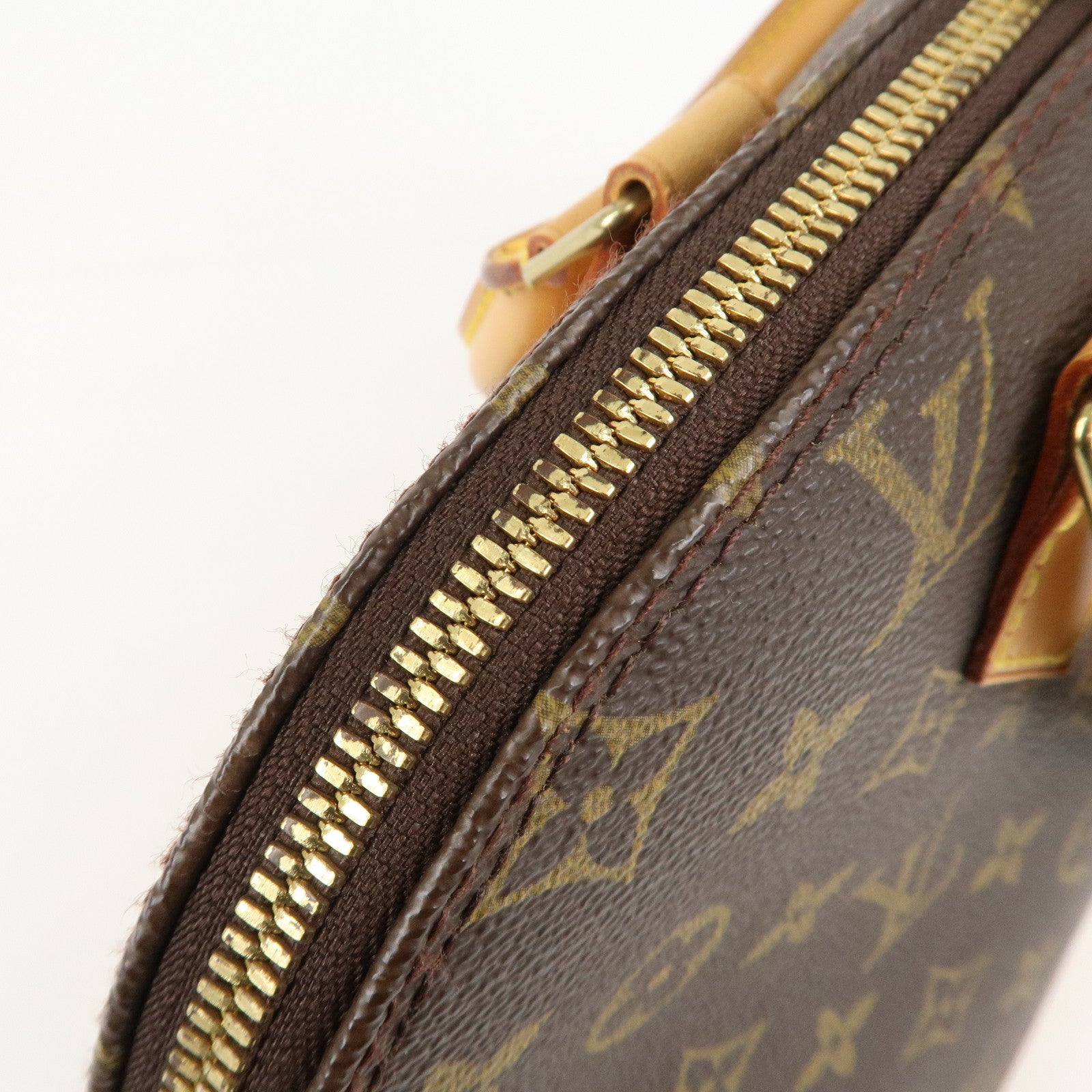 Louis Vuitton Monogram Alma Hand Bag Brown Gold Hardware M51130