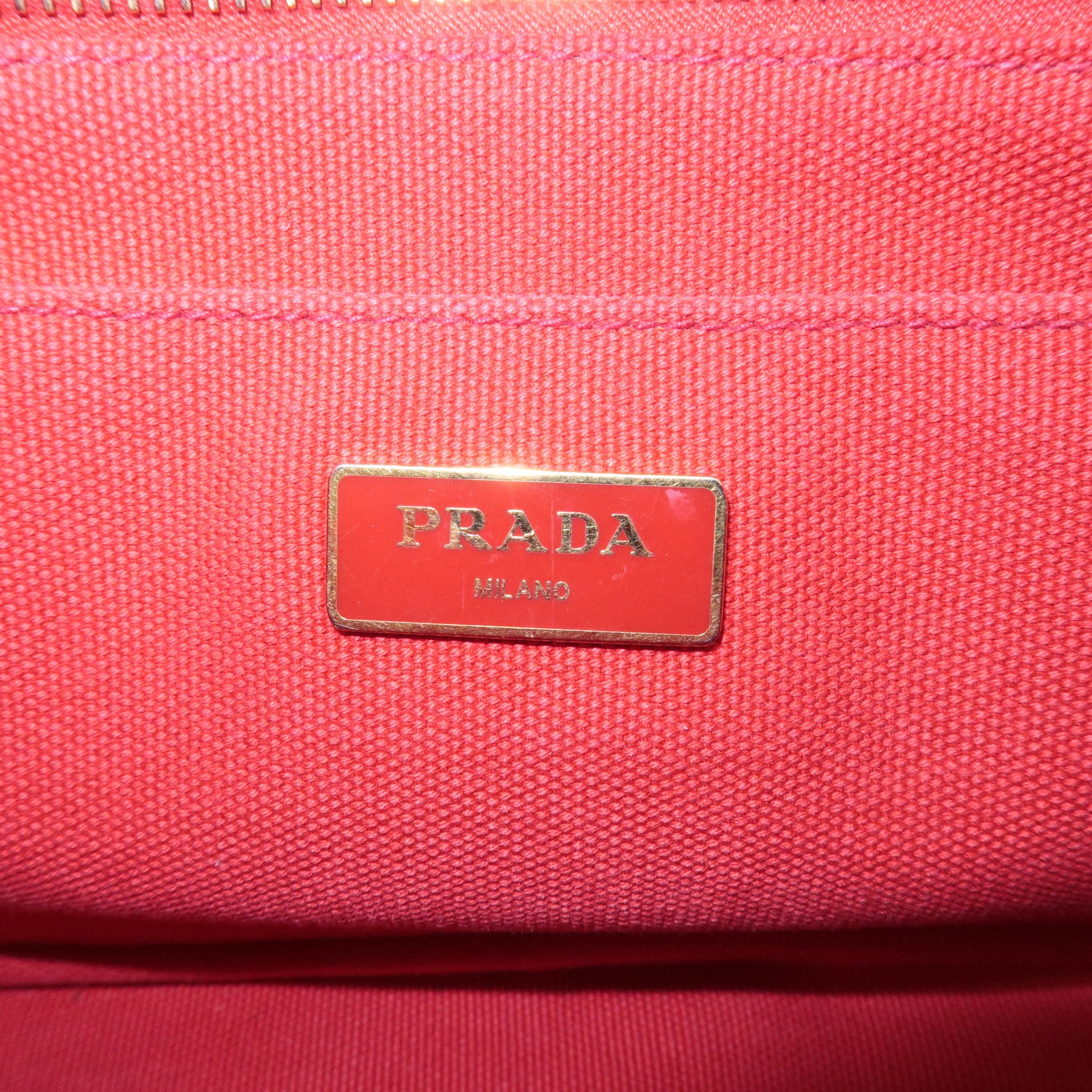 PRADA Logo Canapa Canvas 2 Way Shoulder Bag Hand Bag Red 1BG439