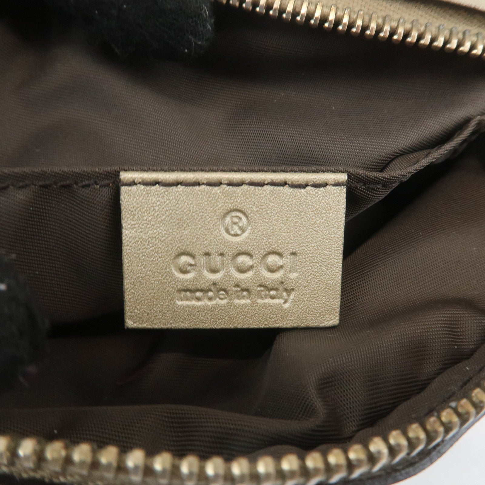 GUCCI Bamboo GG Canvas Leather Pouch Cosmetic Pouch 246175