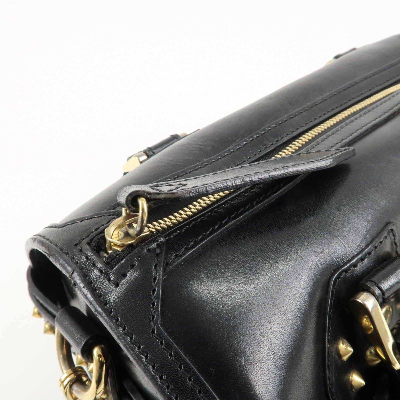 BURBERRY Leather 2Way Shoulder Bag Crossbody Bag Studs Black Used