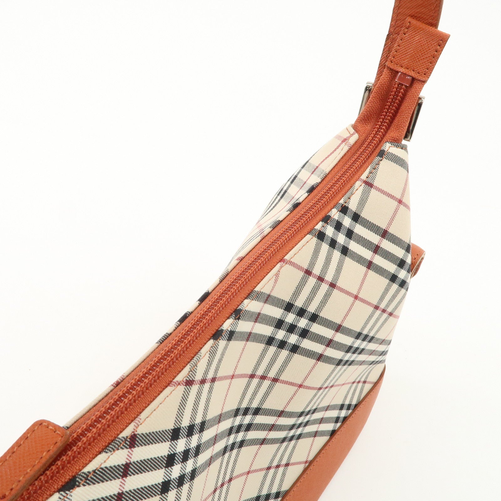 BURBERRY Canvas Leather Shoulder Bag Hand Bag Nova Plaid Orange Used