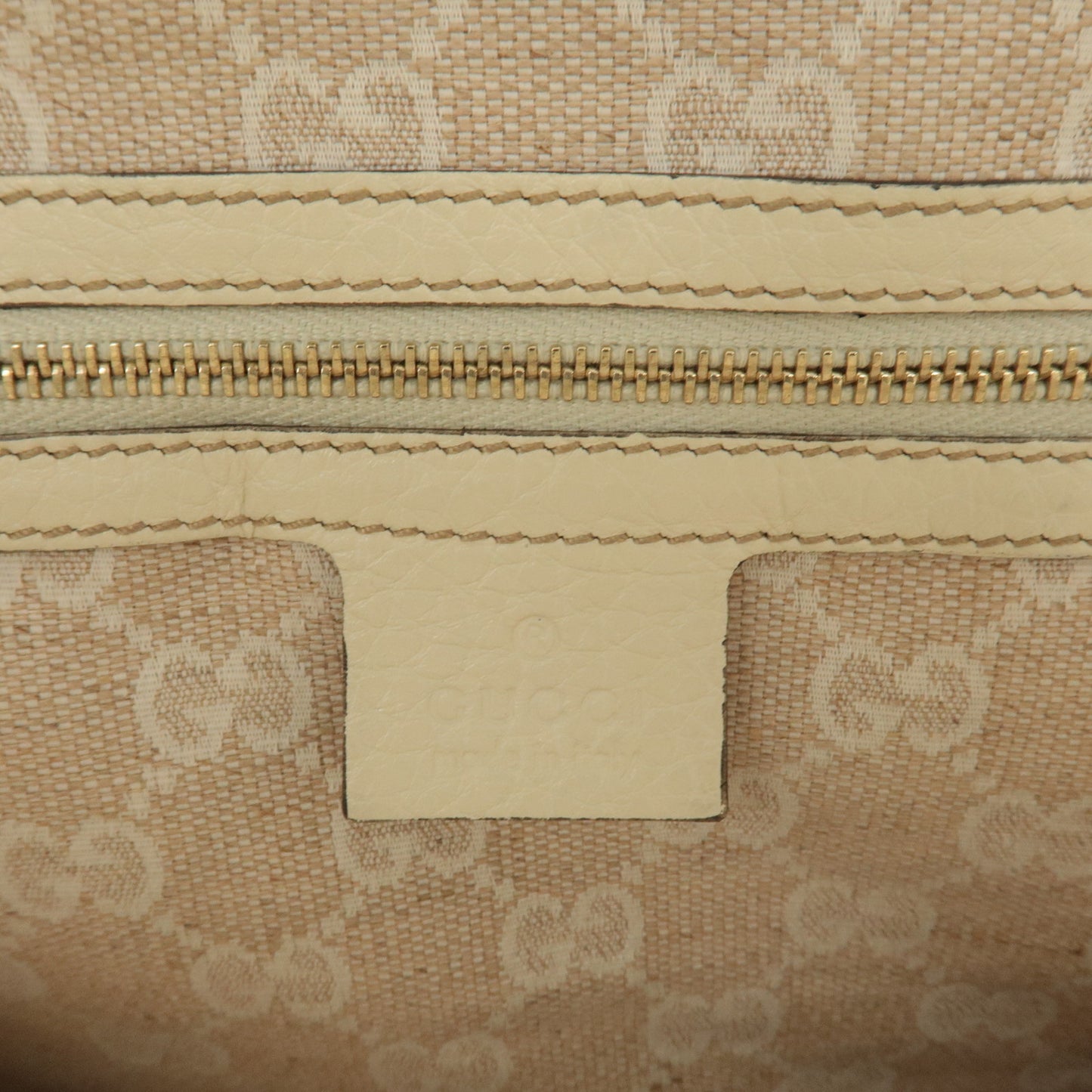 GUCCI Bamboo Leather Hand Bag Ivory 282317