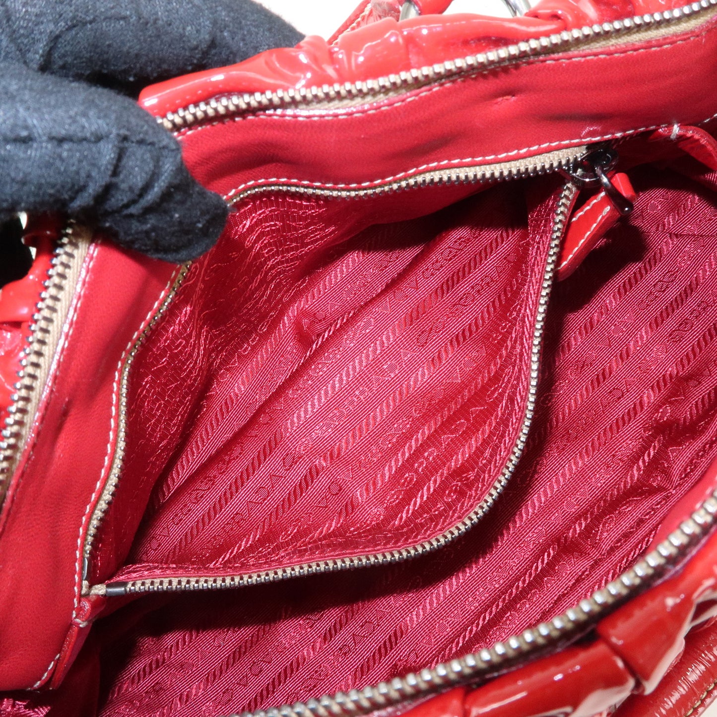 PRADA Patent Leather 2Way Bag Hand Bag Shoulder Bag Red