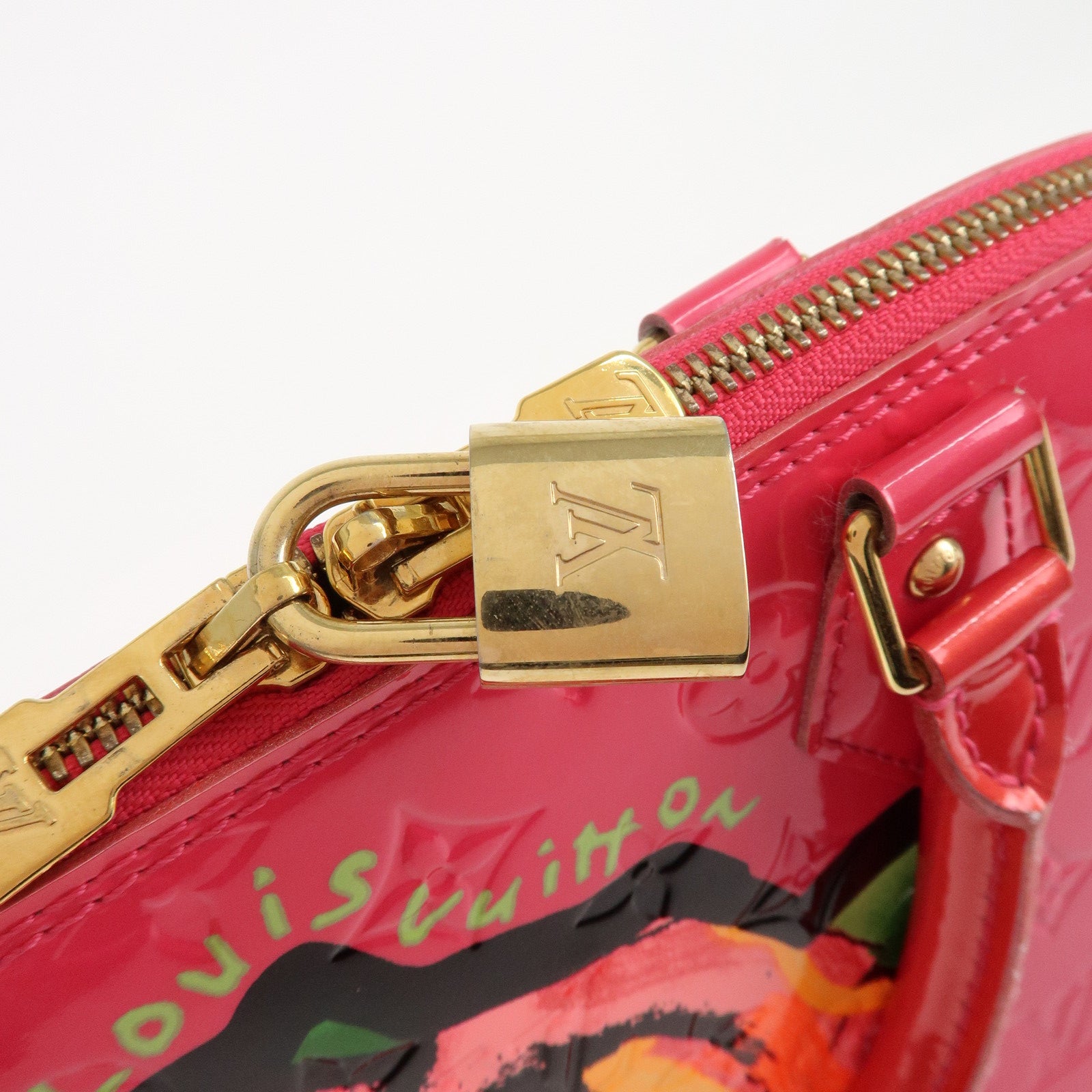 Louis Vuitton Monogram Vernis Alma MM Hand Bag Rose M93686