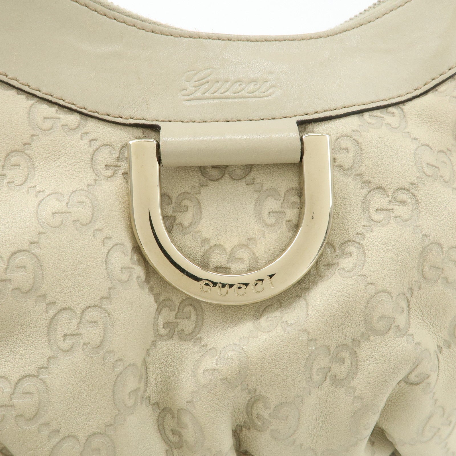 GUCCI Abbey Guccissima Leather Shoulder Bag Ivory 190525