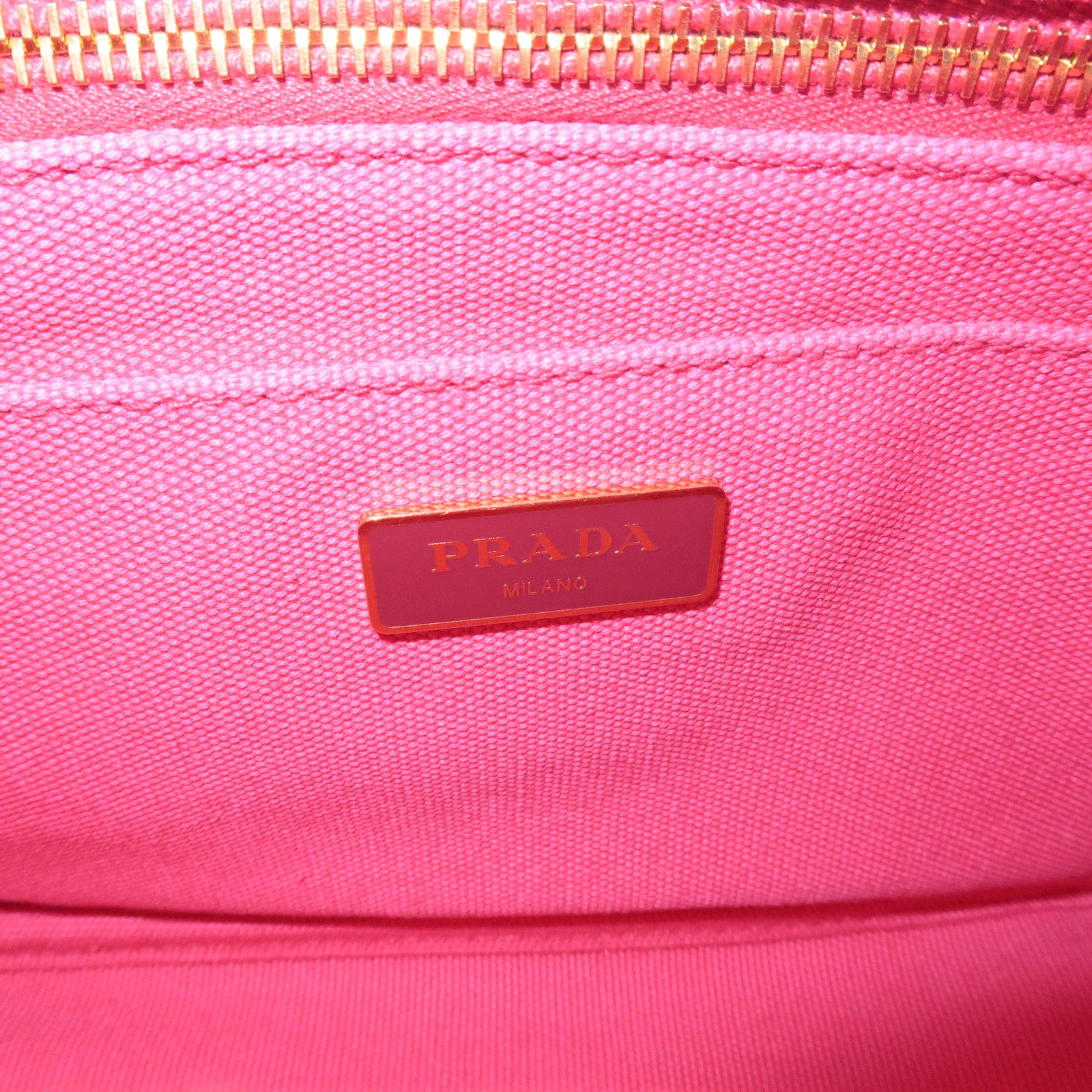 PRADA Logo Canapa Mini Canvas 2Way Shoulder Bag Pink