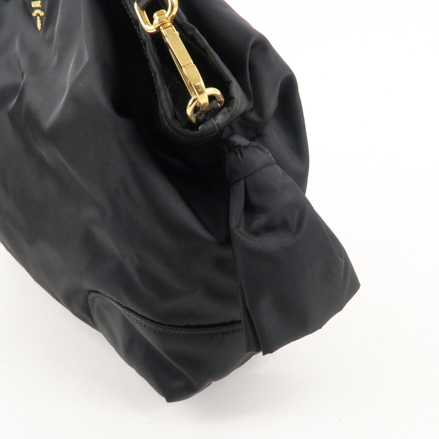 PRADA Nylon Patent Leather Tassel 2WAY Tote Shoulder Bag Black