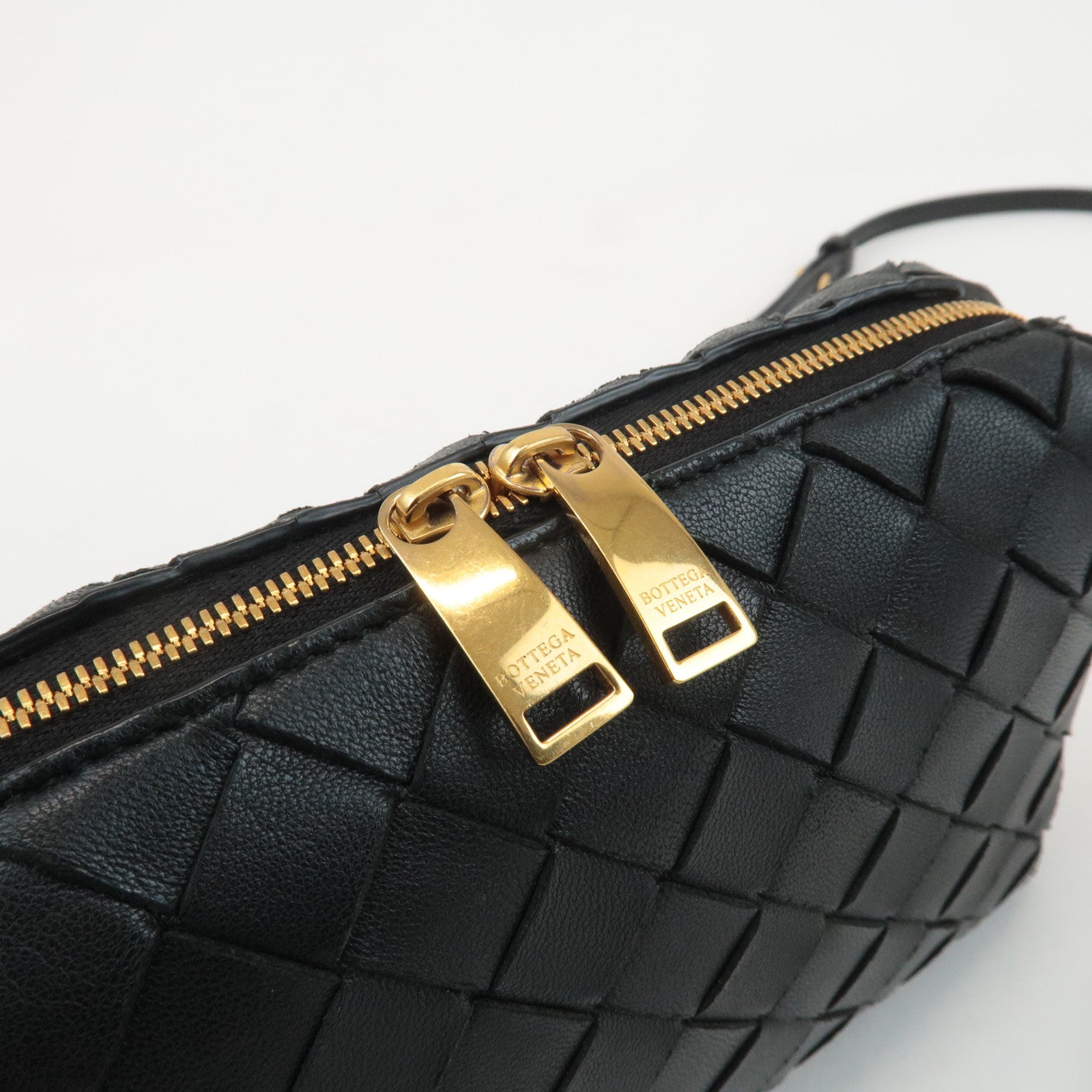 BOTTEGA VENETA Intrecciato Leather Shoulder Bag Black