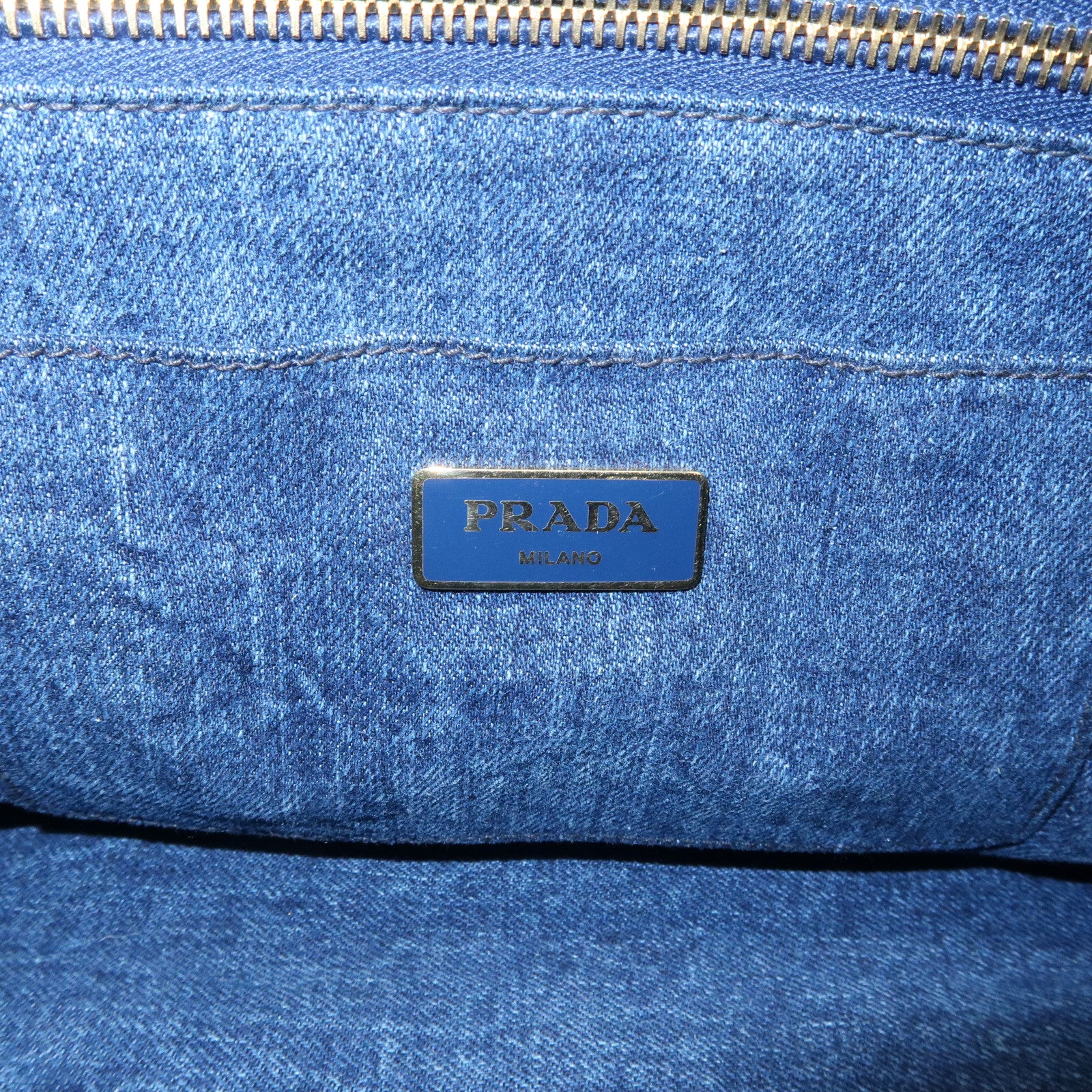 PRADA Logo Canapa Large Canvas Tote Hand Bag Blue BN1872