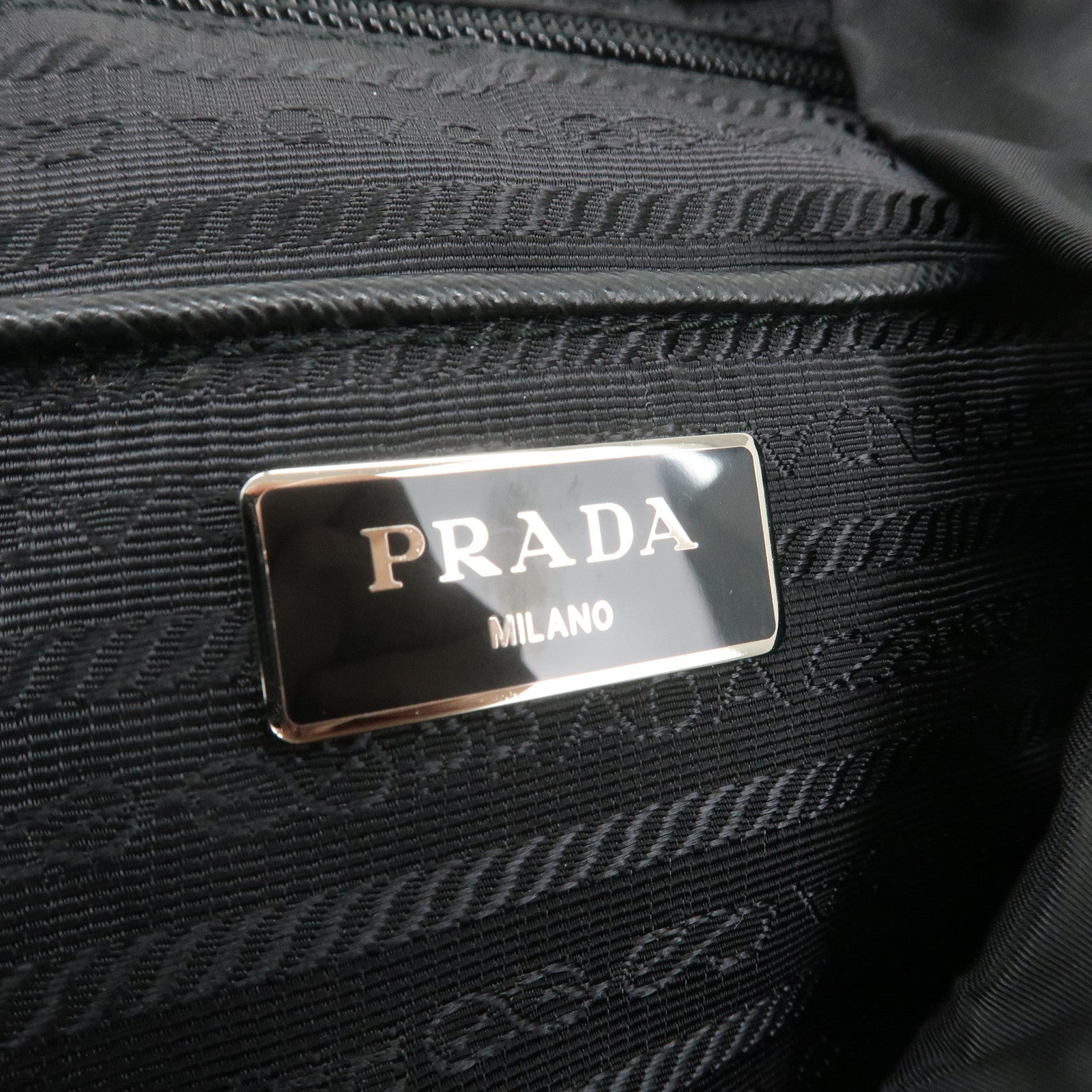 PRADA Logo Nylon Leather Back Pack Ruck Sack NERO Black 1BZ811