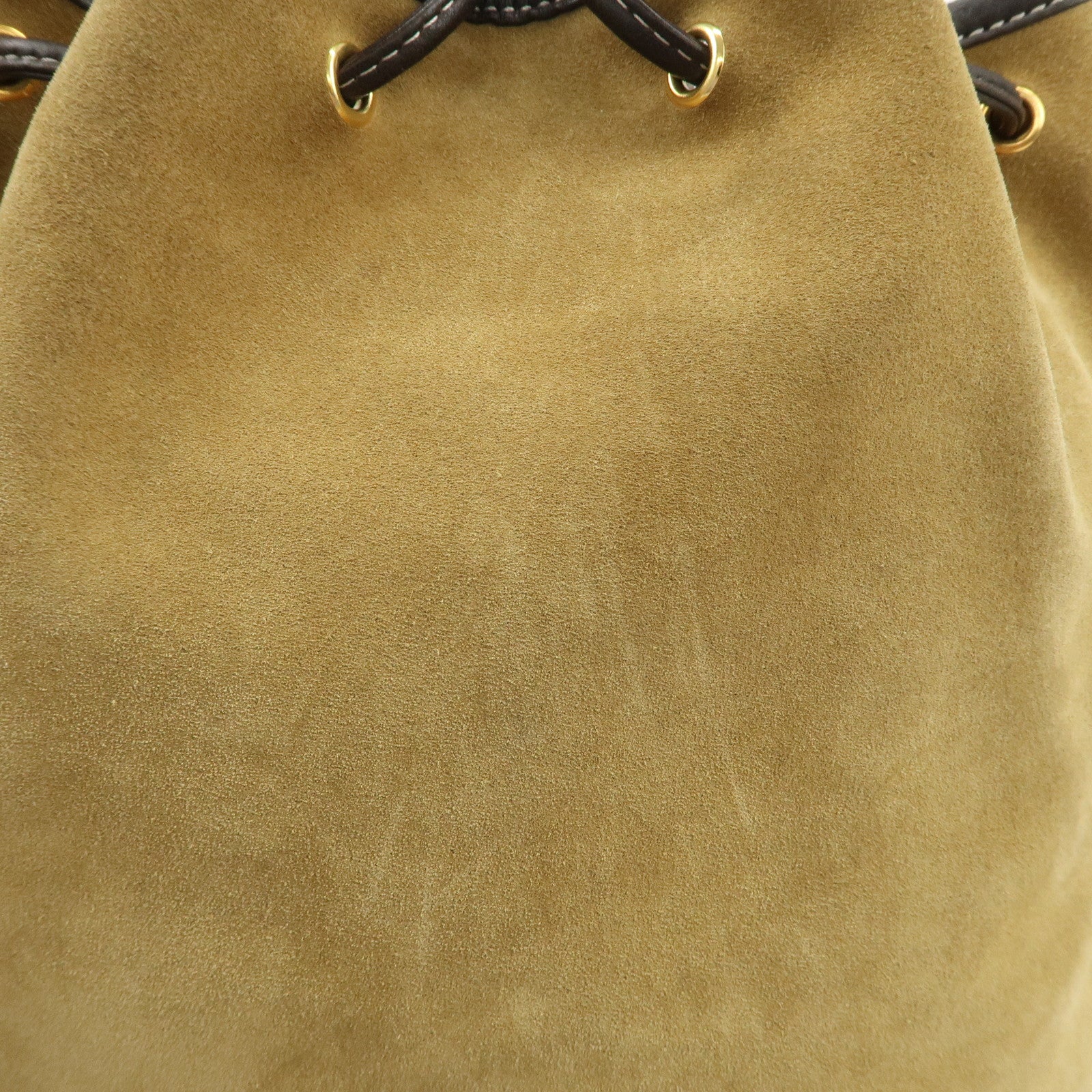 LOEWE Anagram Suede Leather Drawstring Shoulder Bag Beige Brown Used