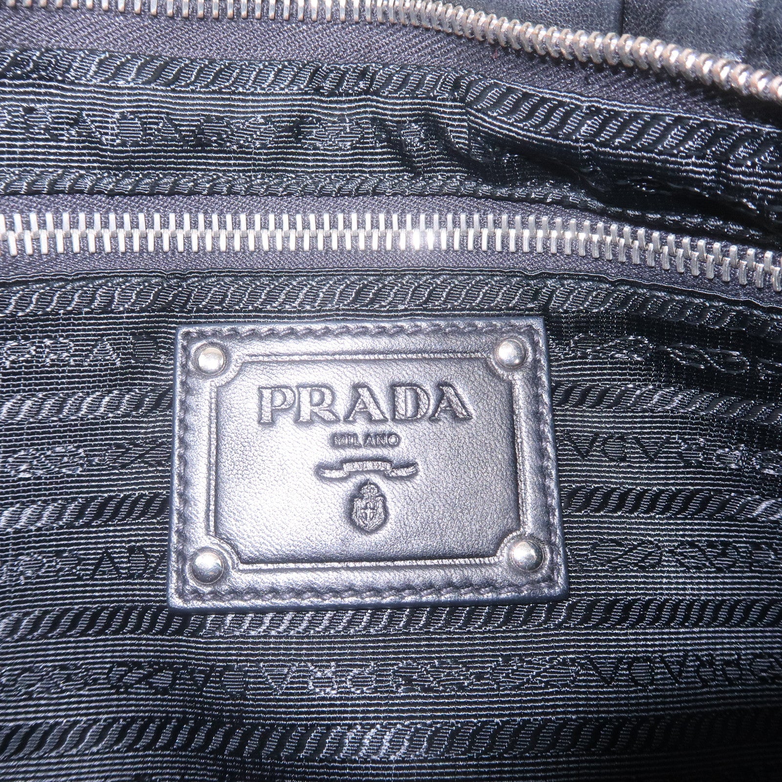 PRADA Leather Gathered Shoulder Bag Black