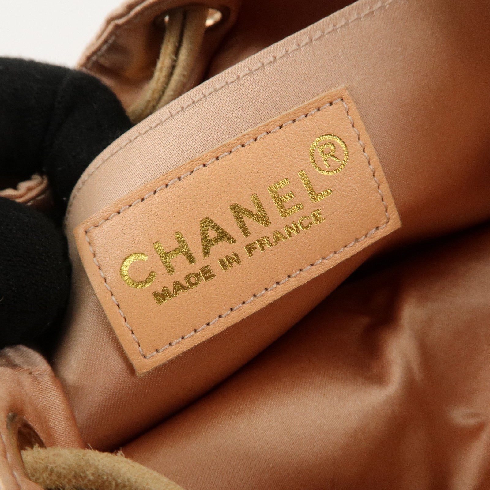 CHANEL Matelasse Satin Suede Back Pack Ruck Sack Pink Beige Used