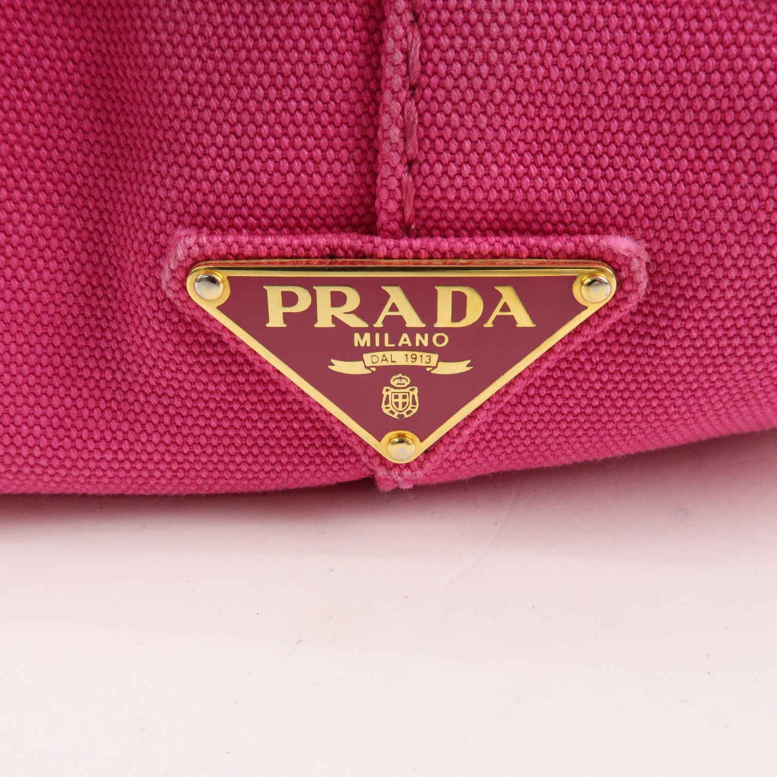 PRADA Logo Canapa Canvas 2way Tote Bag Hand Bag Pink BN2642