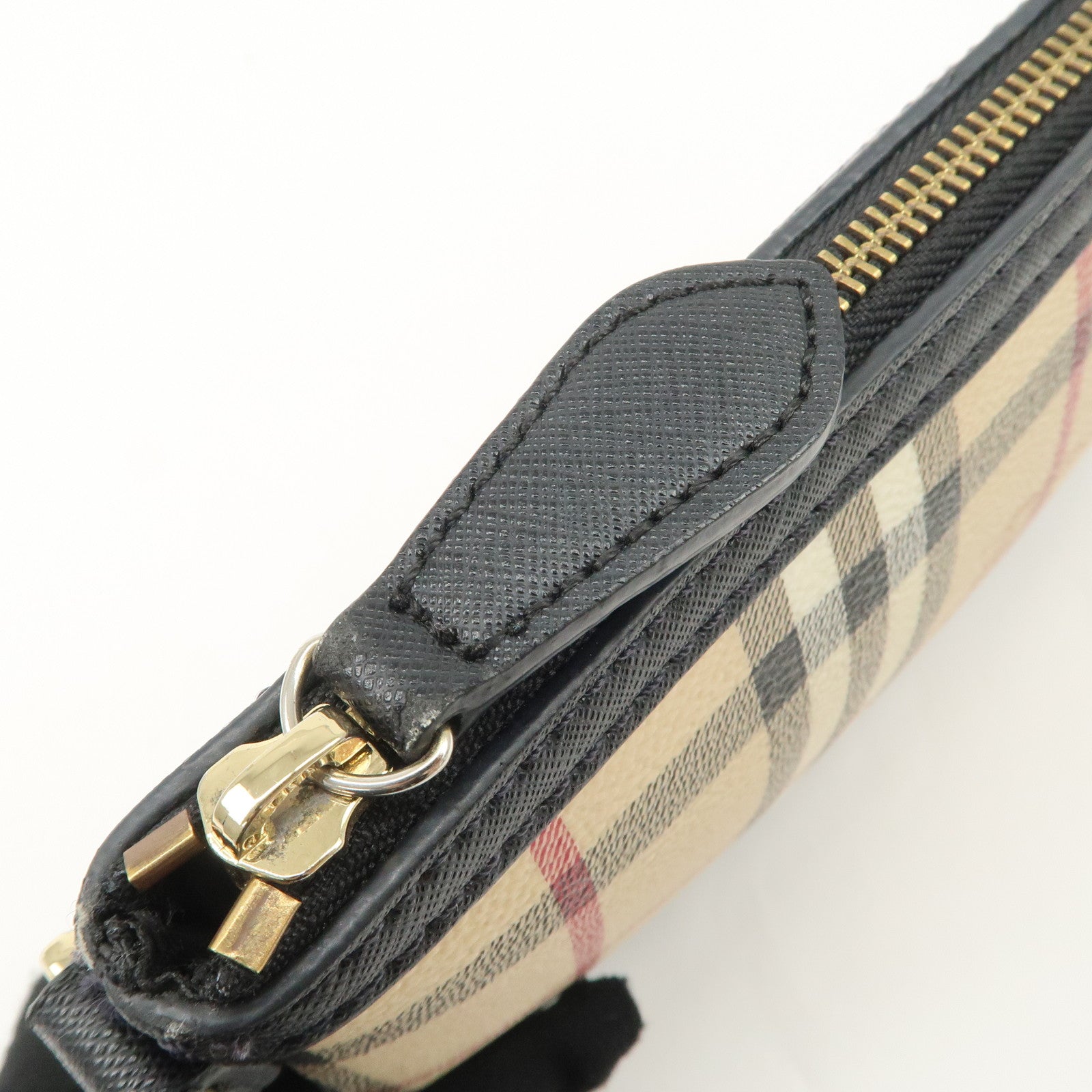 BURBERRY Nova Plaid PVC Leather Shoulder Bag Hand Bag Black Used